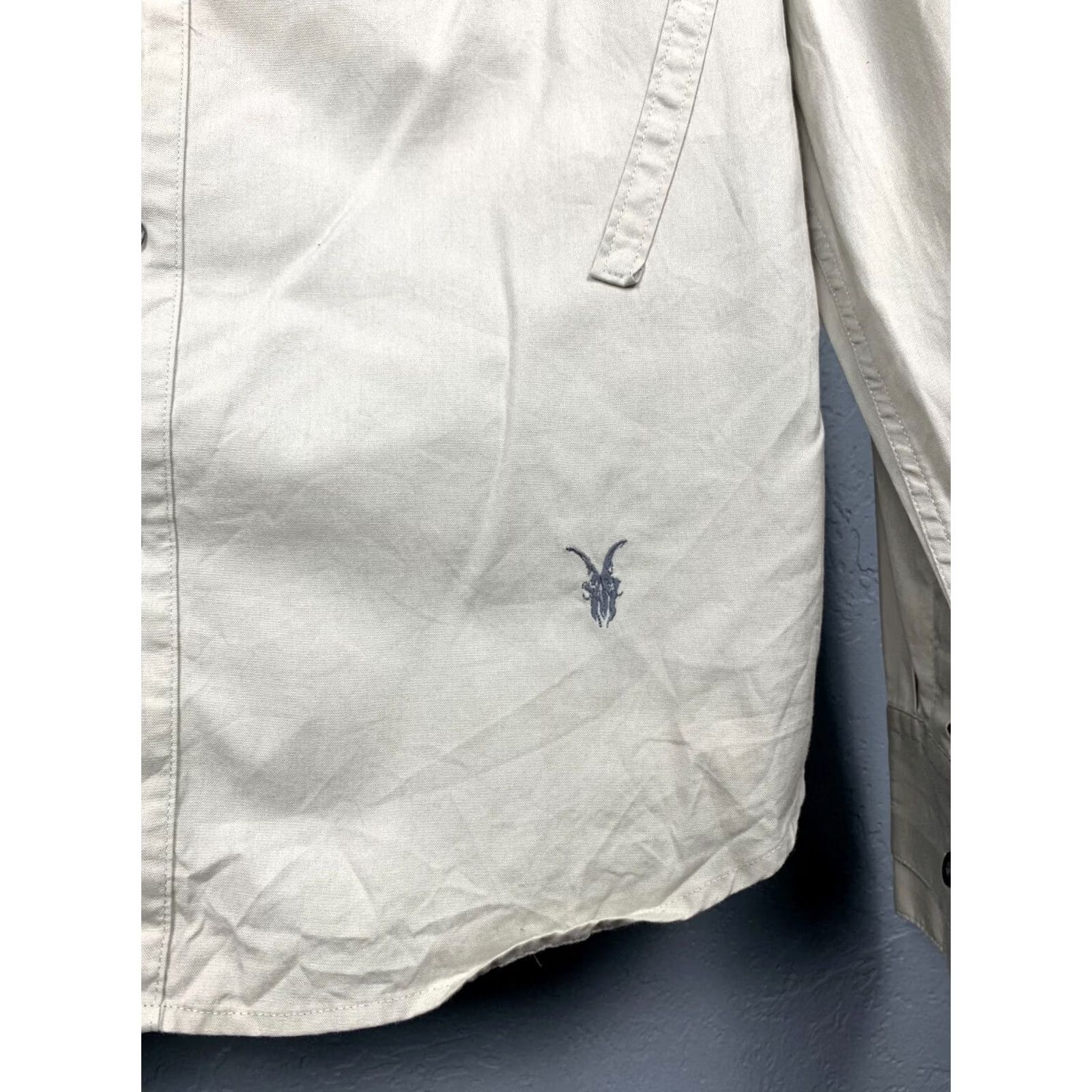 Allsaints VINTAGE AllSaints Shirt Spector Long Sleeve Oxford Mens L Beige Size US L / EU 52-54 / 3 - 3 Thumbnail