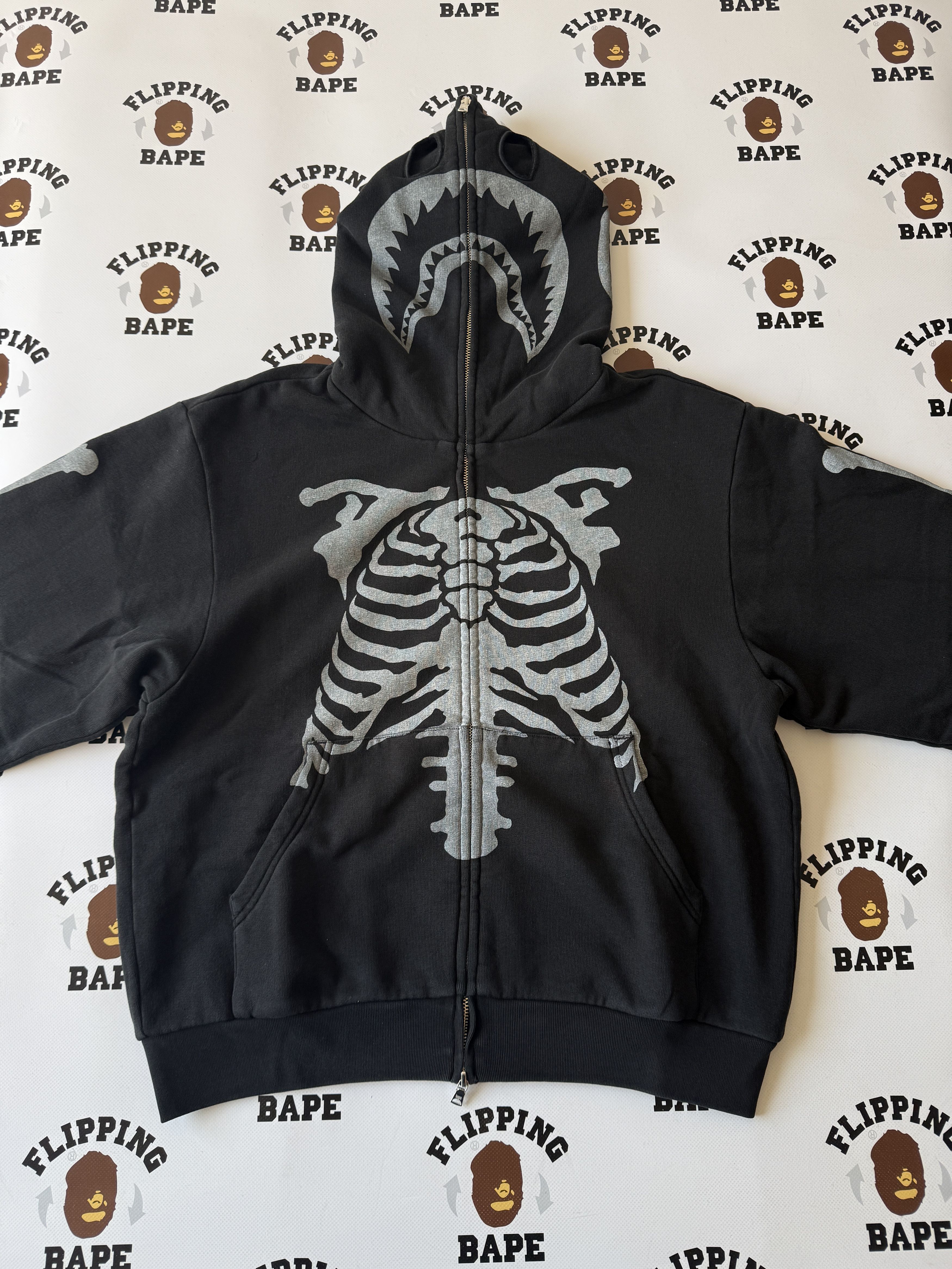 Bape BAPE SKELETON SHARK HEAVY WASHED CROPPED FIT FULL ZIP HOODIE Size US XL / EU 56 / 4 - 10 Thumbnail
