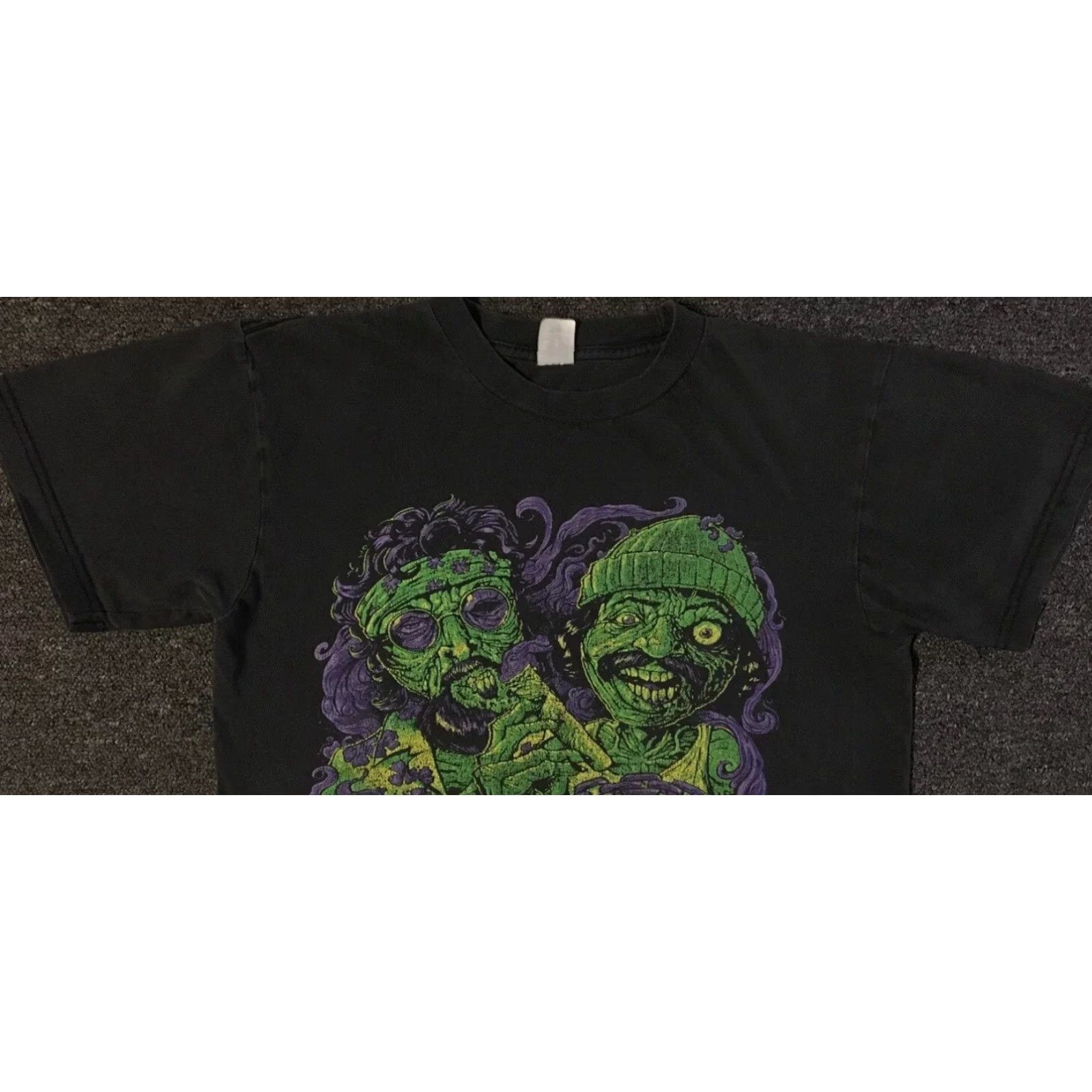 Vintage VINTAGE Cheech & Chong Marijuana Zombie Faded Shirt XS Black Mens T-Shirt Grunge Y2K 80s 90s Humor Stoner Weed Cannabis Distressed Size US XS / EU 42 / 0 - 6 Thumbnail