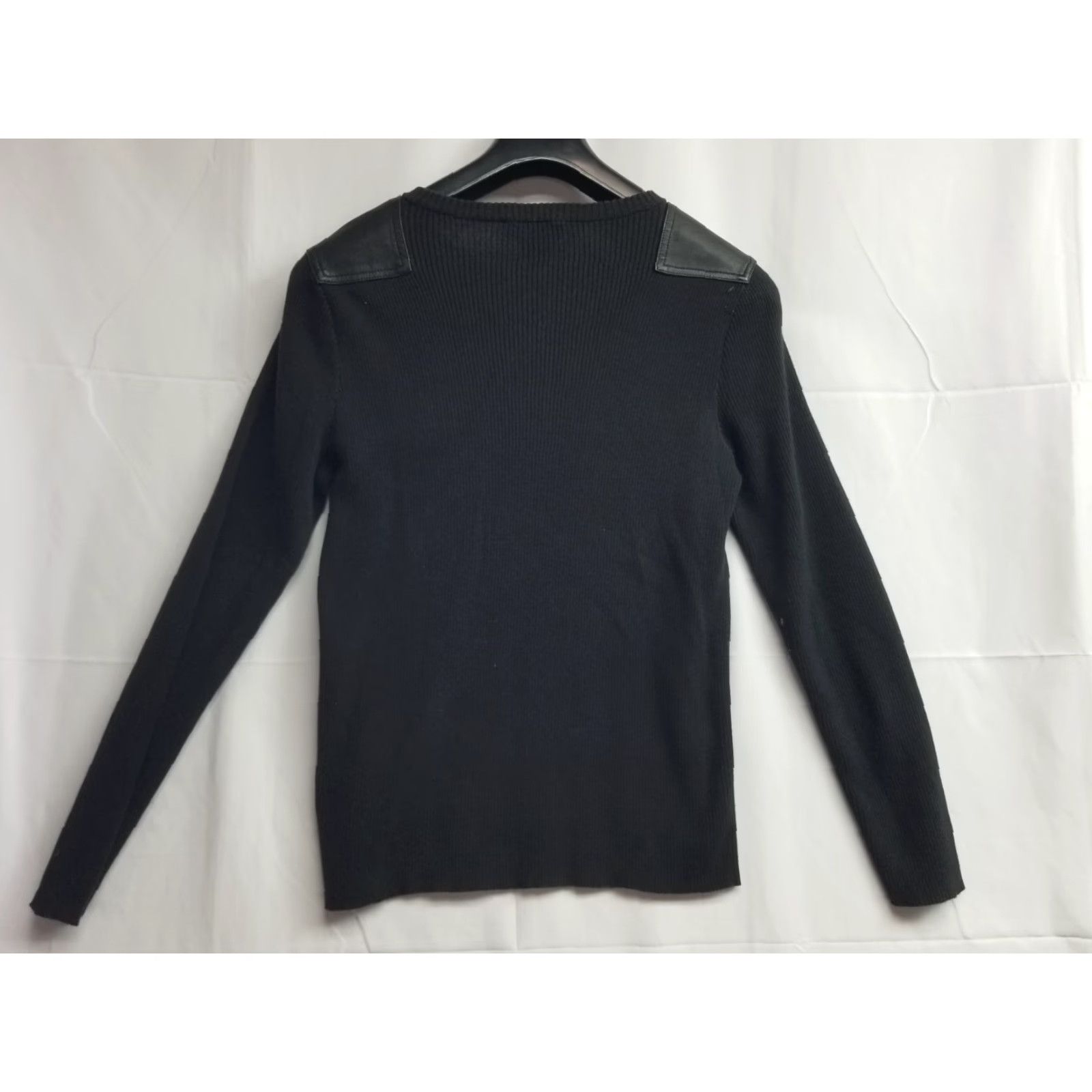 Ralph Lauren Lauren Ralph Lauren Sweater Crew Neck Black Leather Shoulder Patches Womens M Size M / US 6-8 / IT 42-44 - 2 Thumbnail