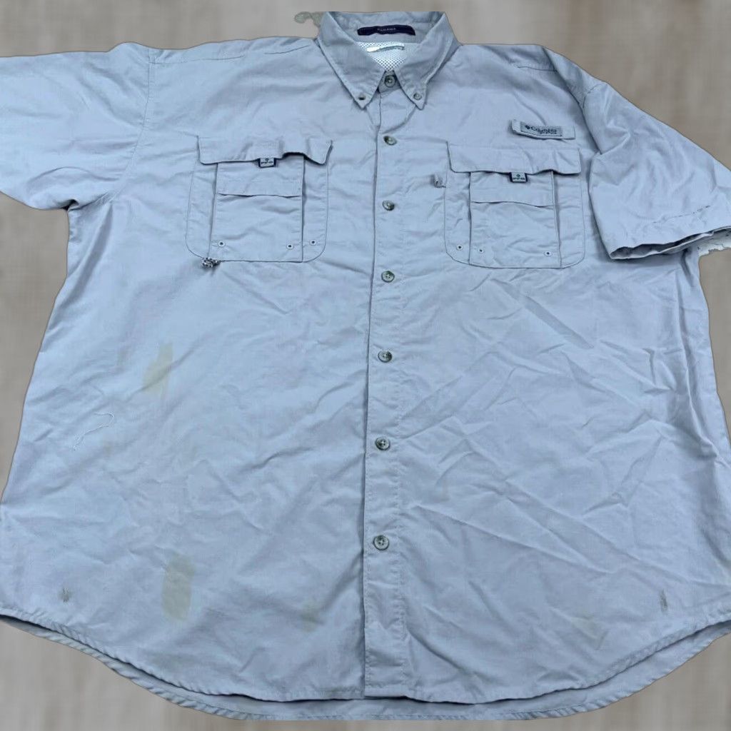Vintage Columbia PFG Button-Up Shirt Men XL Gray Outdoor Tactical Nylon Moisture Wicking Size US XL / EU 56 / 4 - 1 Thumbnail
