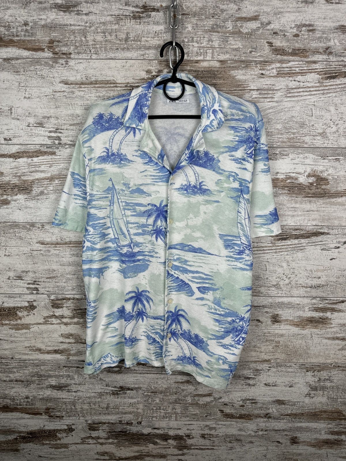 Zara Mens Zara Hawaiian shirt art crazy overprinted old money Size US M / EU 48-50 / 2 - 2 Thumbnail