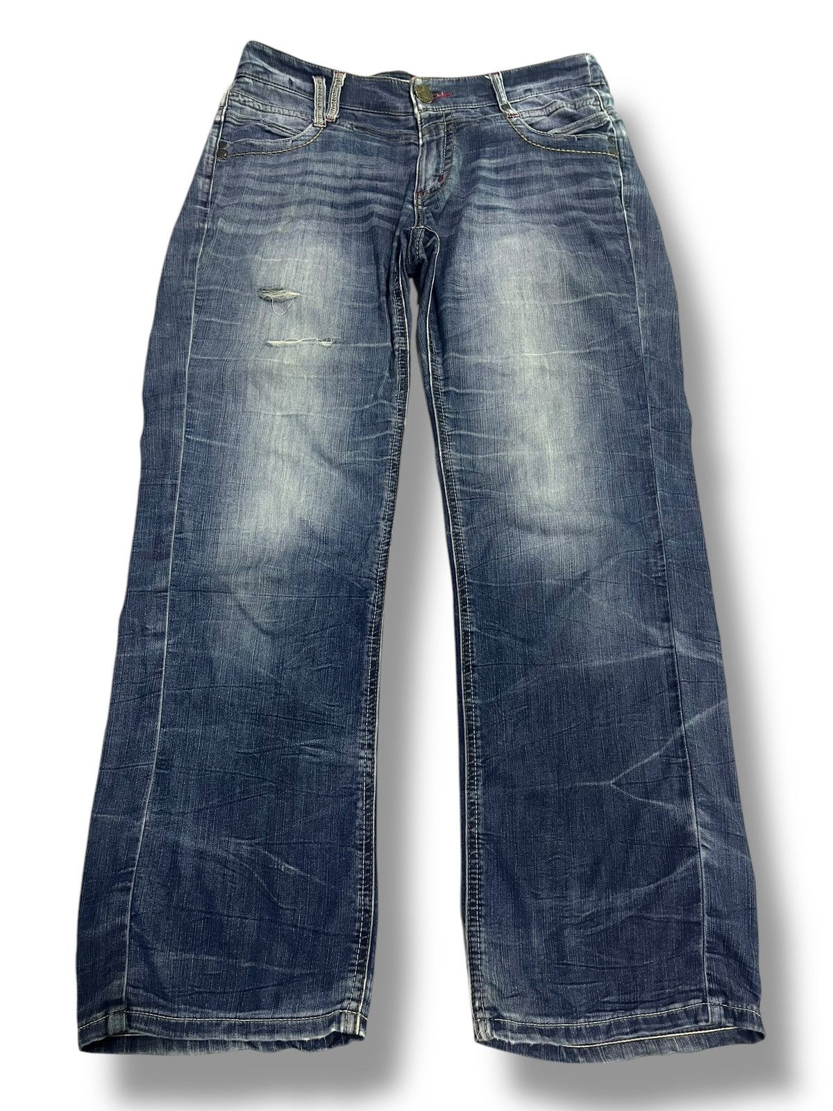 If Six Was Nine × Japanese Brand × Le Grande Bleu (L.G.B.) 🇯🇵 JAPANESE BRAND WASHED BLUE DISTRESSED DENIM Size US 34 / EU 50 - 1 Thumbnail