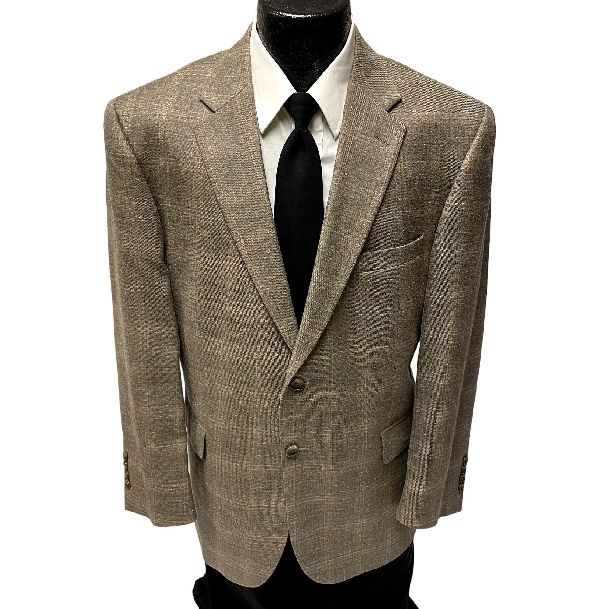 Jos A Bank Titanium Sport Coat Gold OVERCHECK Wool Jacket 44
