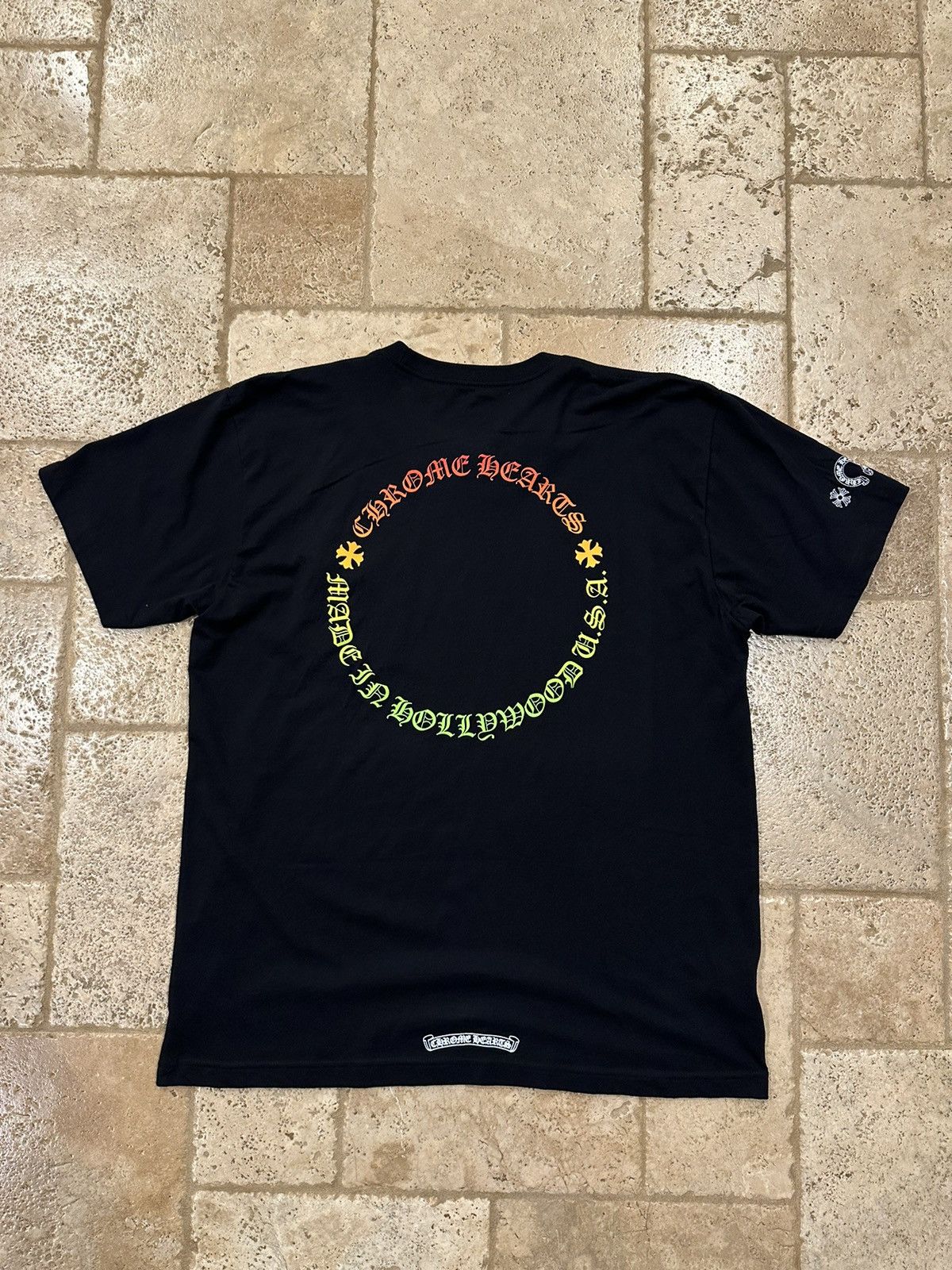 Image of Chrome Hearts Gradient Hollywood Circle Logo Black T-Shirt, Men's (Size XL)