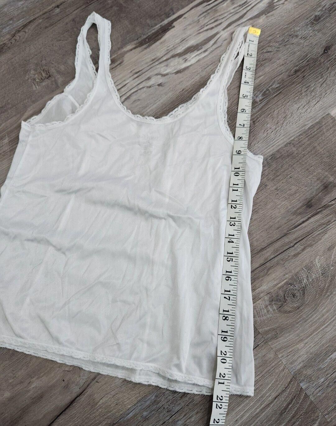 Designer Vanity Fair Slip Tank Top White Lace Trim Sz 34 Bust Size ONE SIZE - 4 Thumbnail