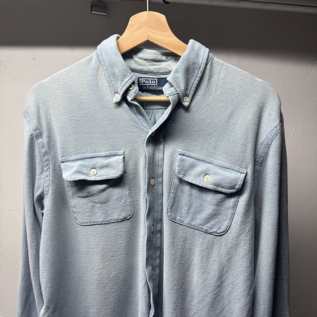 Polo Ralph Lauren Polo Ralph Lauren Indigo Chambray Knit Work Shirt Size US M / EU 48-50 / 2 - 4 Thumbnail