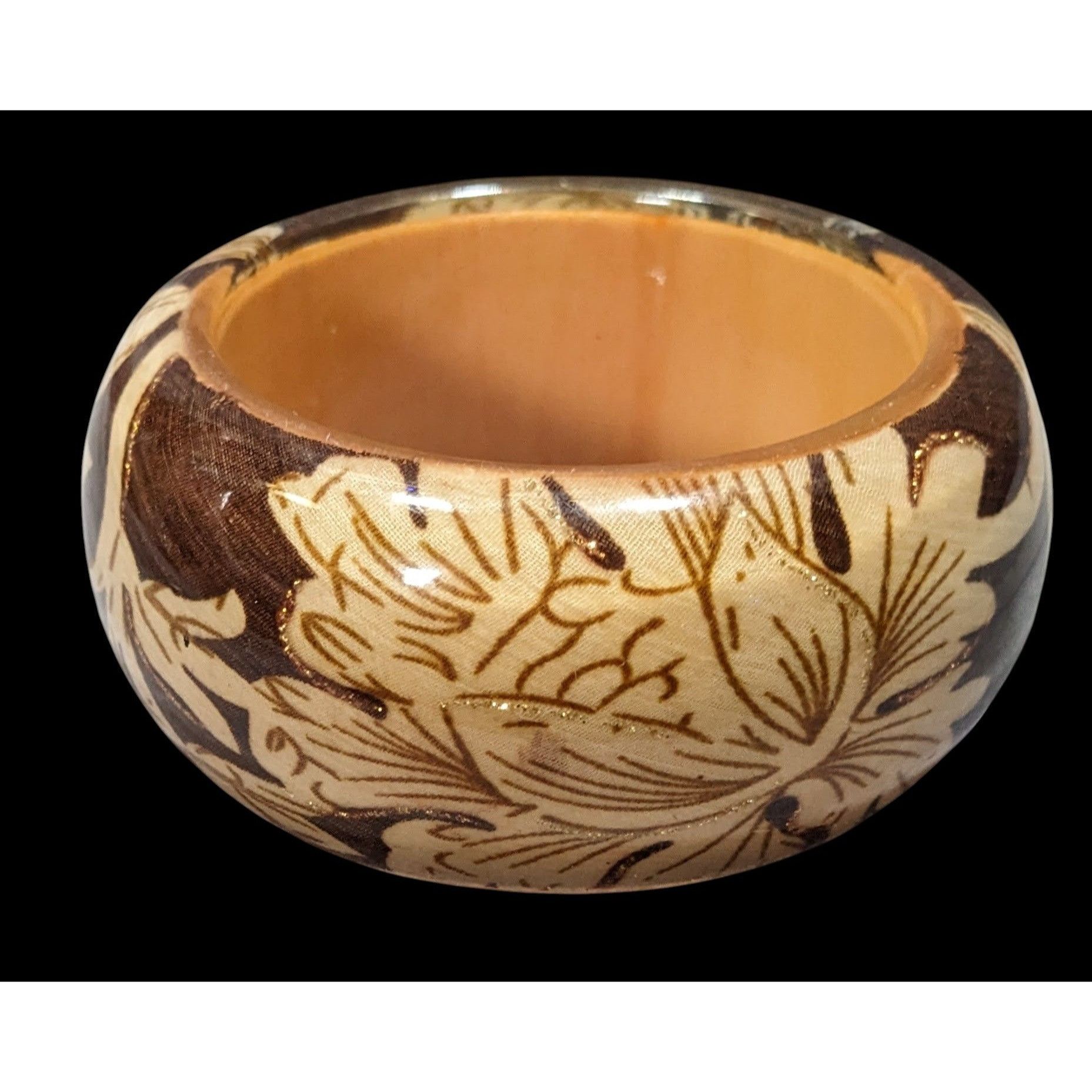 Other Vintage Floral Chunky Wood And Fabric Under Acrylic Bracelet Size ONE SIZE - 1 Thumbnail