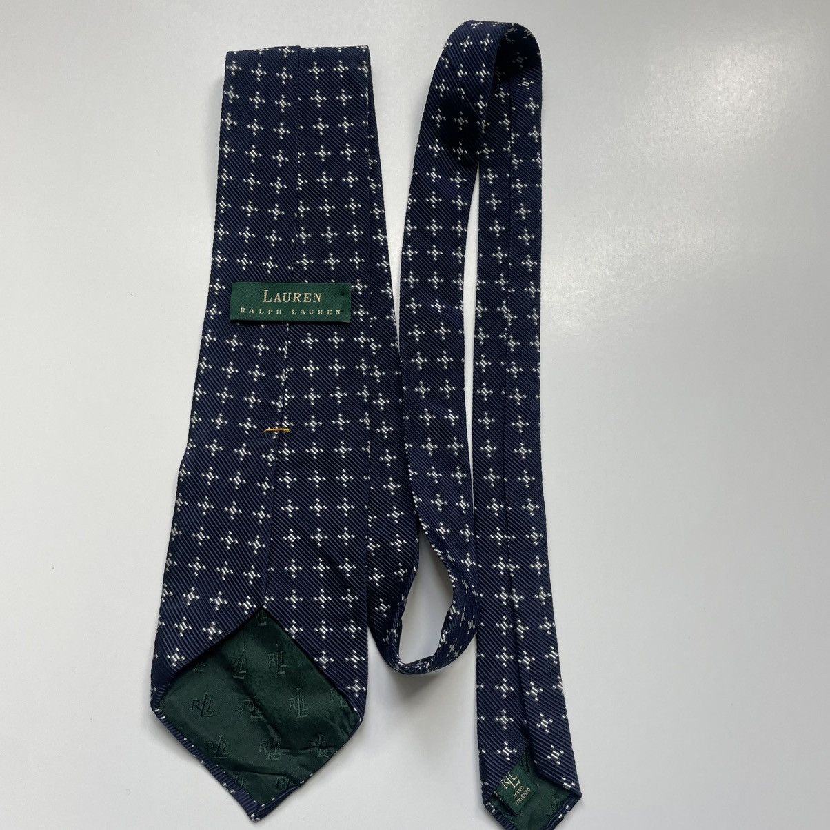 Polo Ralph Lauren Ralph Lauren Blue and White Green Label Geometric Tie Size ONE SIZE - 3 Thumbnail