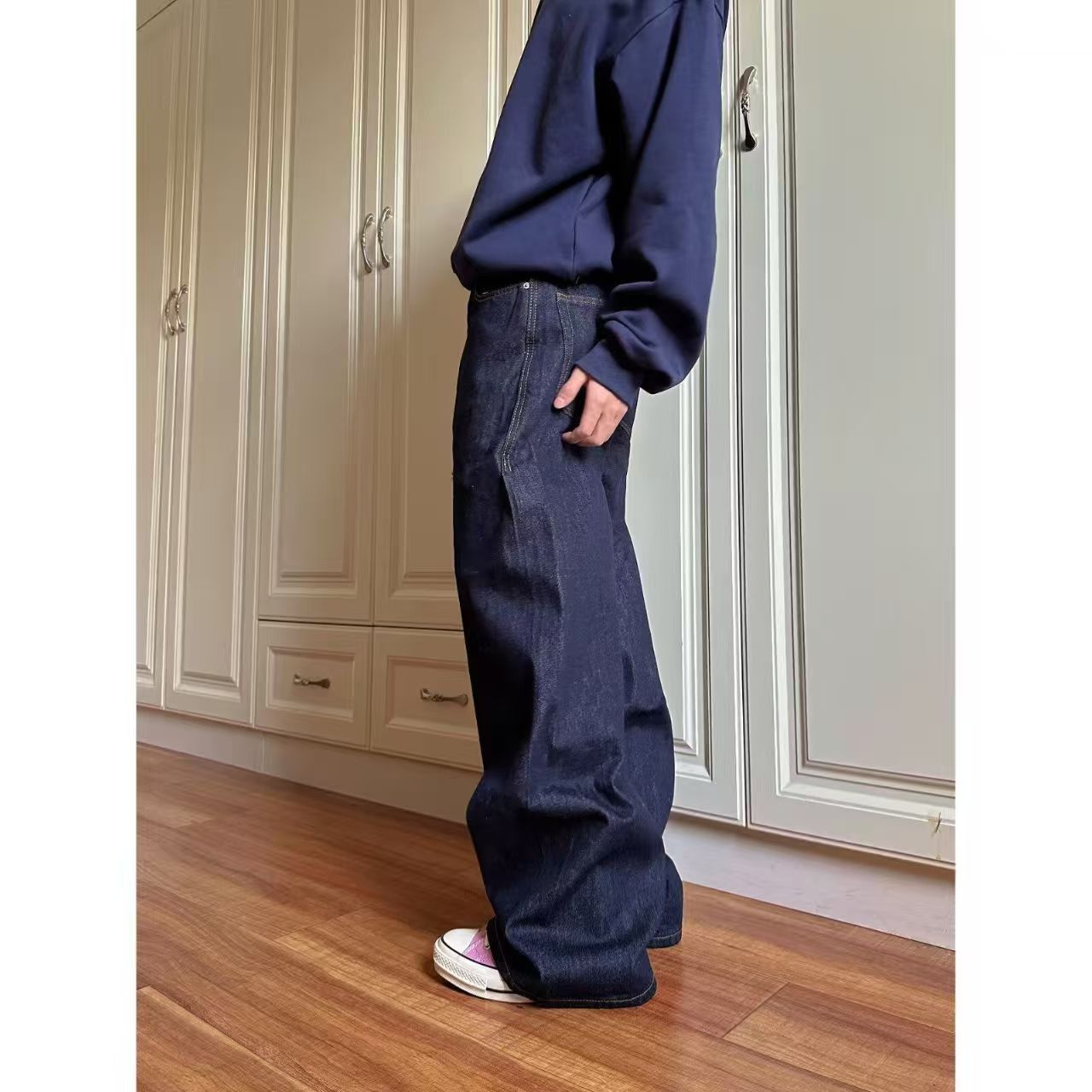 Japanese Brand Dark blue washed vintage multi-pocket cargo jeans Size US 32 / EU 48 - 4 Thumbnail