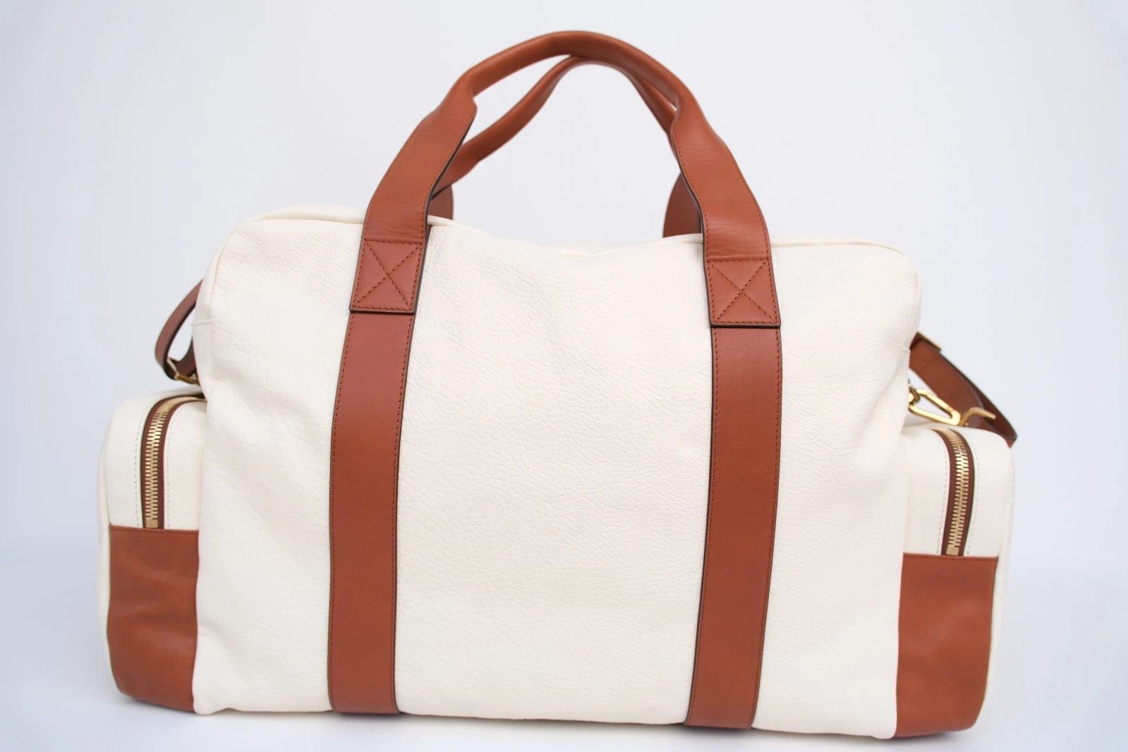 Brunello Cucinelli New Brunello Cucinelli Weekender Bags Travel Brown Cream Size ONE SIZE - 4 Thumbnail