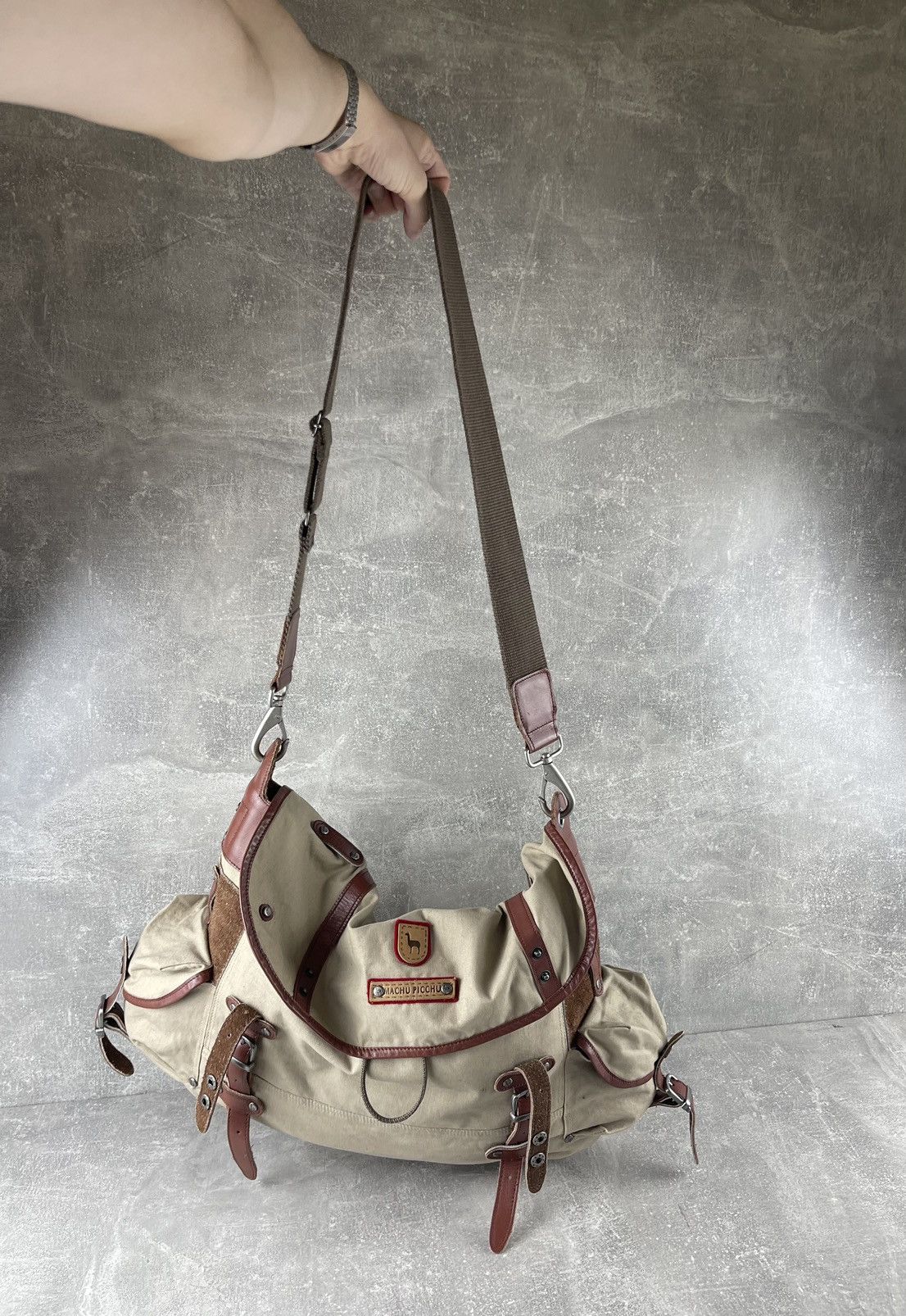 Vintage Machu Picchu Canvas Leather Messenger Bag Crossbody Travel Size ONE SIZE - 11 Thumbnail
