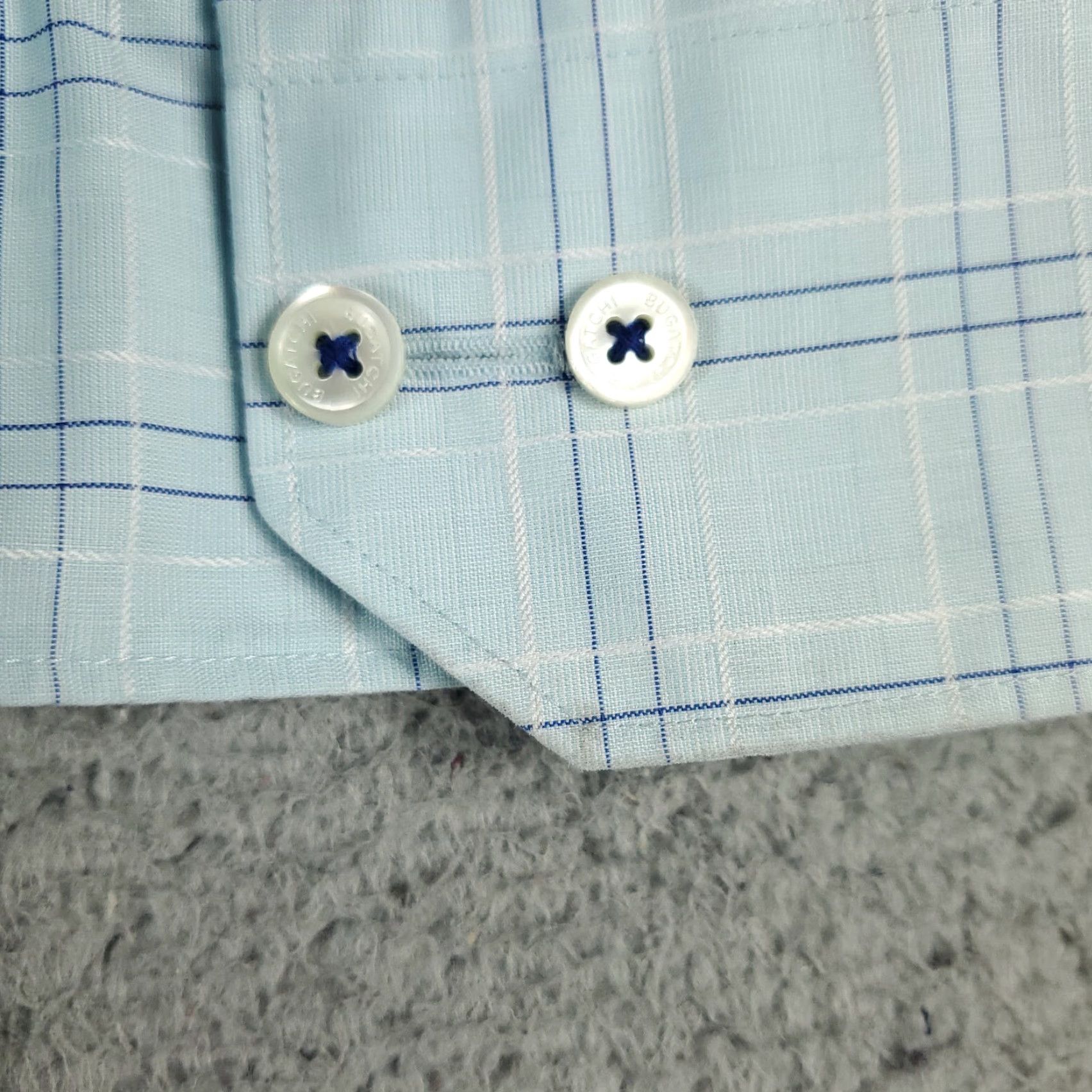 BUGATCHI Bugatchi Shirt Mens Medium Blue Plaid Shaped Fit Button Up Long Sleeve Size US M / EU 48-50 / 2 - 7 Thumbnail