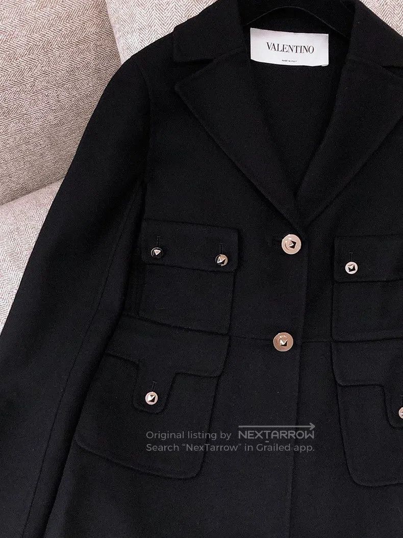 Valentino Valentino Black high-waisted wool coat Size S / US 4 / IT 40 - 3 Thumbnail