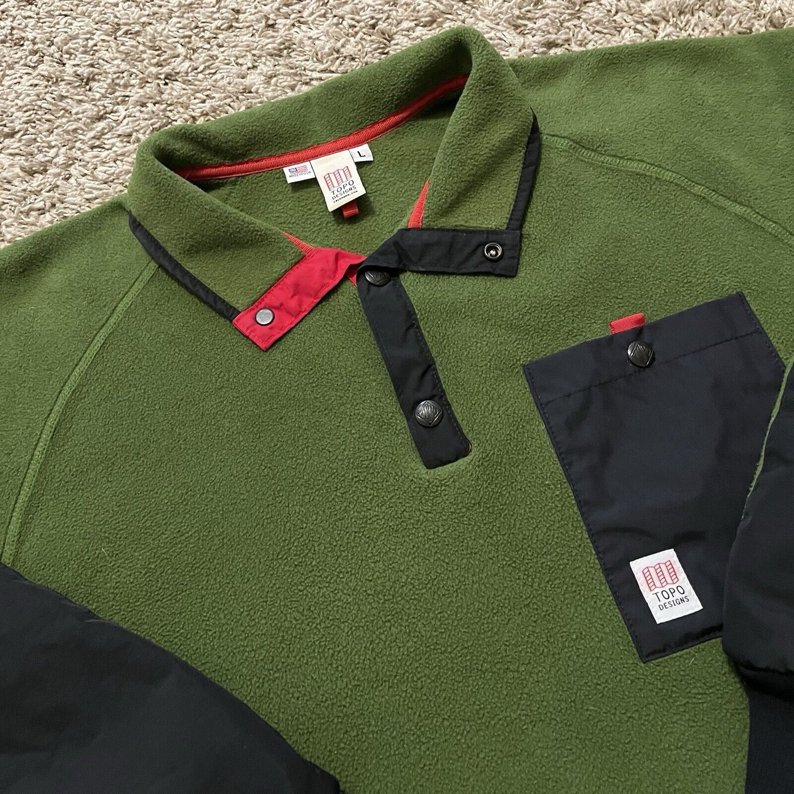 Topo Designs Mountain Fleece Polartec Snap Button Up Pullover Jacket Size US L / EU 52-54 / 3 - 2 Thumbnail