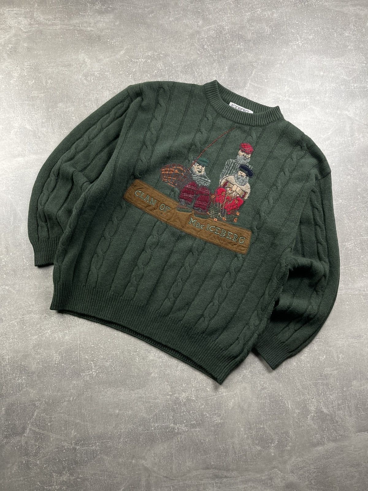 Iceberg Iceberg 90s “Clan of Mac Iceberg” Embroidered Sweater Green Size US XL / EU 56 / 4 - 1 Thumbnail