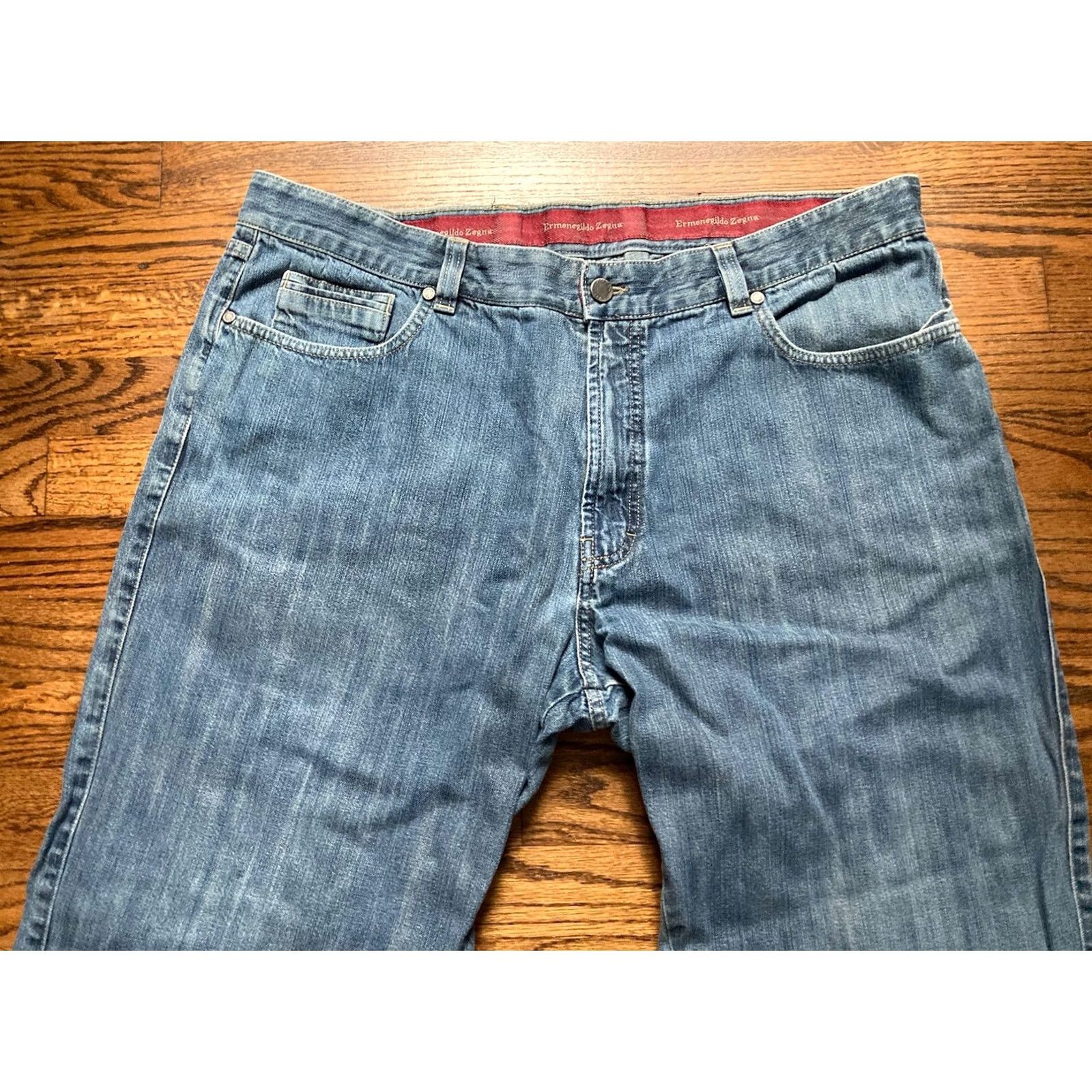 Ermenegildo Zegna VINTAGE Ermenegildo Zegna Jeans Mens 42 Blue Denim Straight Leg Made In Italy Size US 42 / EU 58 - 2 Thumbnail