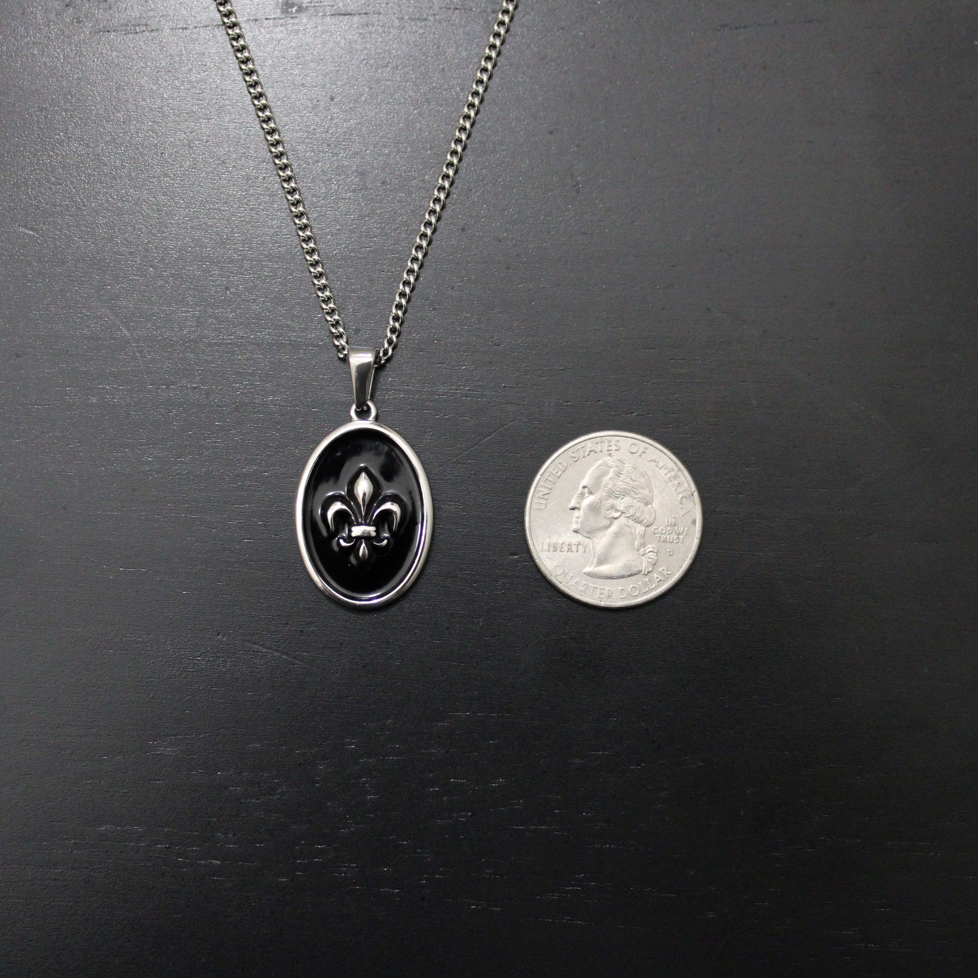 Jewelry Silver Enamel Fleur De Lis Pendant Chain Necklace Size ONE SIZE - 7 Thumbnail