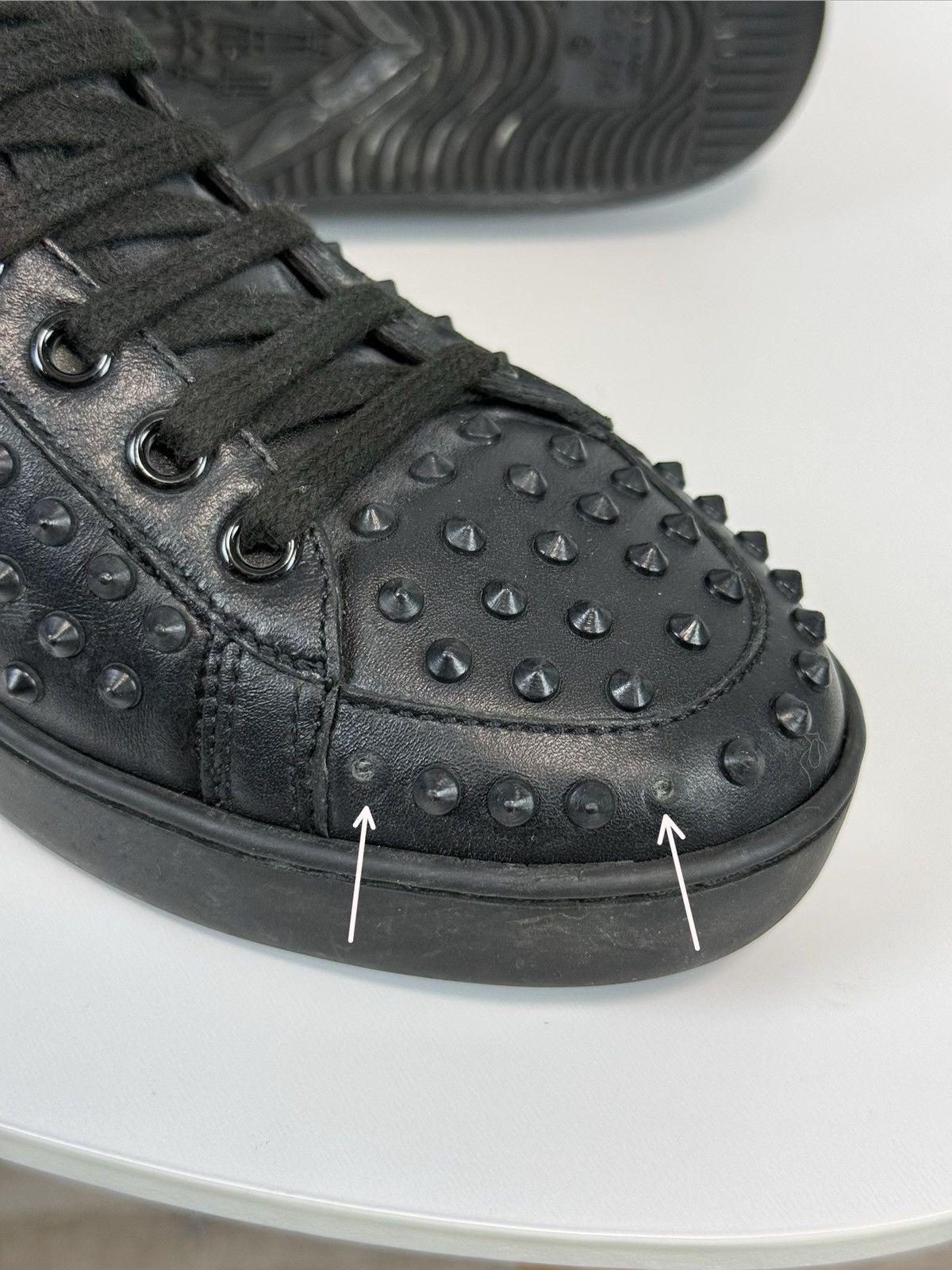 Gucci Gucci Black Leather Studded High-Top Sneakers Size US 7 / IT 37 - 14 Thumbnail