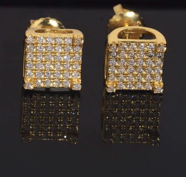 Other VVS Iced Out Gold Moissanite Earrings 8mm Size ONE SIZE - 1 Thumbnail