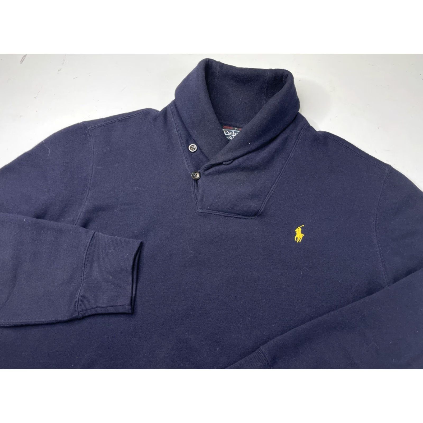 Polo Ralph Lauren VINTAGE Polo Ralph Lauren Sweatshirt Collar Shawl Navy Blue L Pullover Men Rates: large? Size US L / EU 52-54 / 3 - 2 Thumbnail