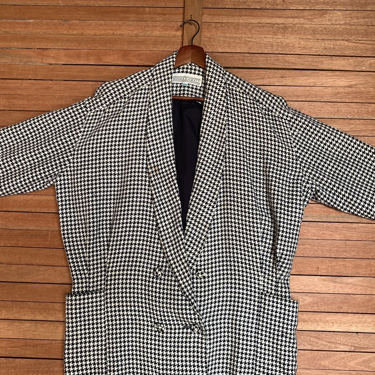Norma Kamali VINTAGE NORMA KAMALI HOUNDSTOOTH COAT JACKET DOUBLE BREASTED Size XXL / US 16-18 / IT 52-54 - 6 Thumbnail