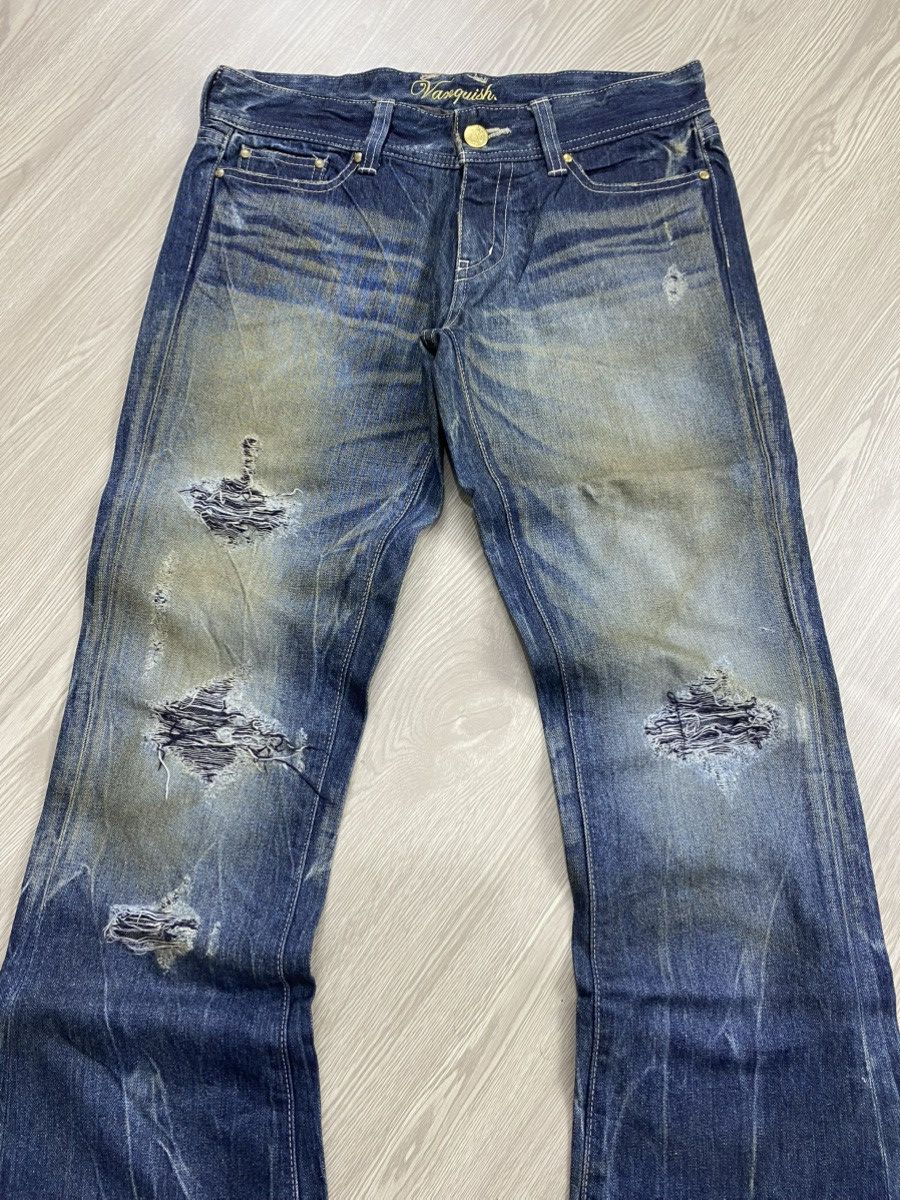 GOSTAR DE FUGA × If Six Was Nine × Le Grande Bleu (L.G.B.) 2000s Vanquish Gold Distressed Punk Y2K Lgb Flared Jeans Size US 32 / EU 48 - 2 Thumbnail