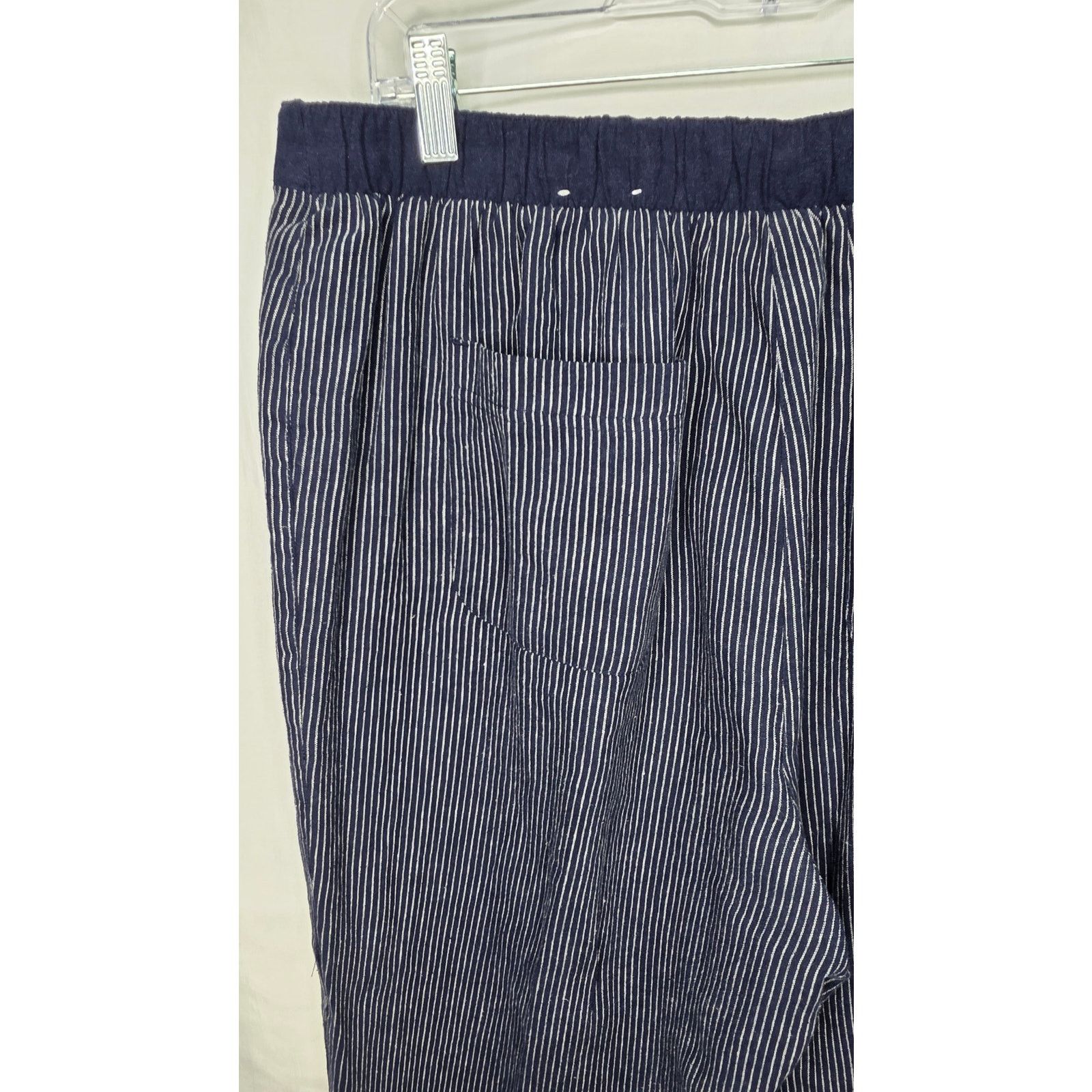 Other Chico's Linen Rayon Blend Pants Women's Large Blue Pinstripe Size 35" - 11 Thumbnail