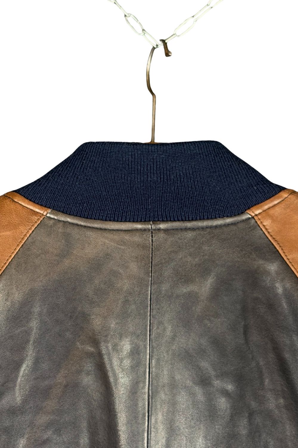 Polo Ralph Lauren PRL 90s Full-Leather Varsity (Black/Tan) Hong Kong Made Size US M / EU 48-50 / 2 - 16 Thumbnail