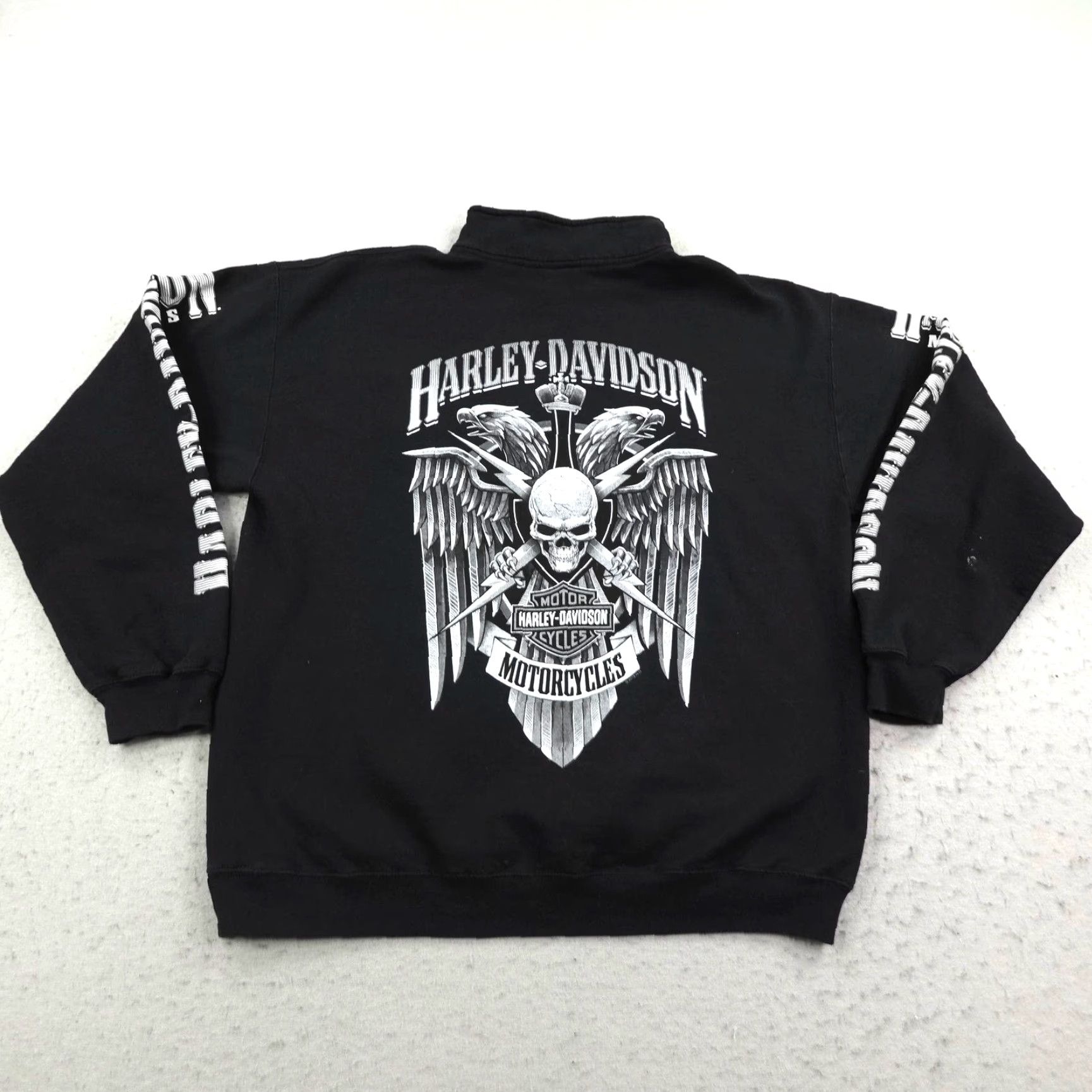 Harley Davidson Harley-Davidson Sweatshirt Mens Large Black 1/4 Zip Skull Motorcycles Wisconsin Graphic Print Size US L / EU 52-54 / 3 - 5 Thumbnail