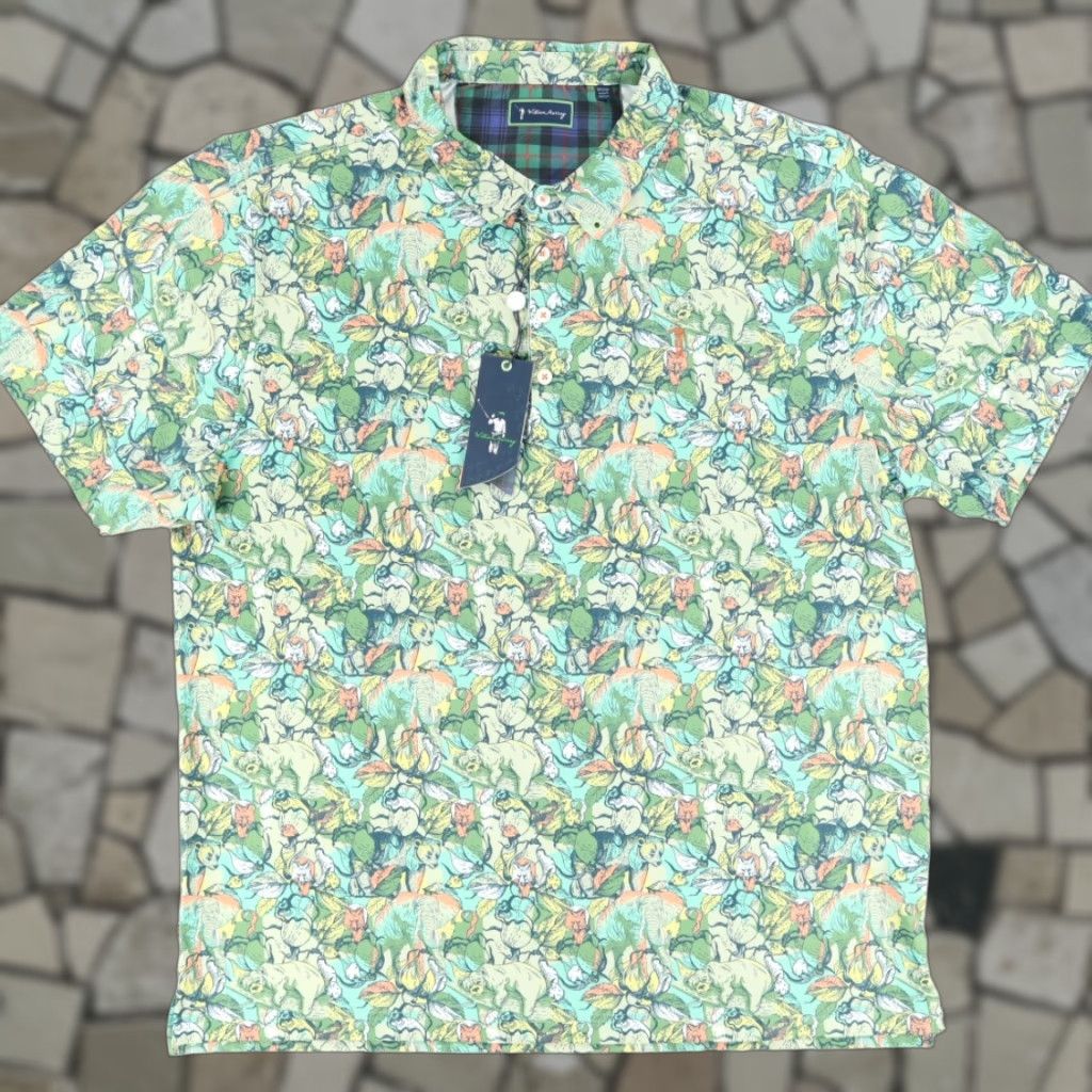 Vintage VINTAGE William Murray It's Like a Jungle Golf Stretch Polo Shirt Green Men's 2XL Size US XXL / EU 58 / 5 - 1 Thumbnail