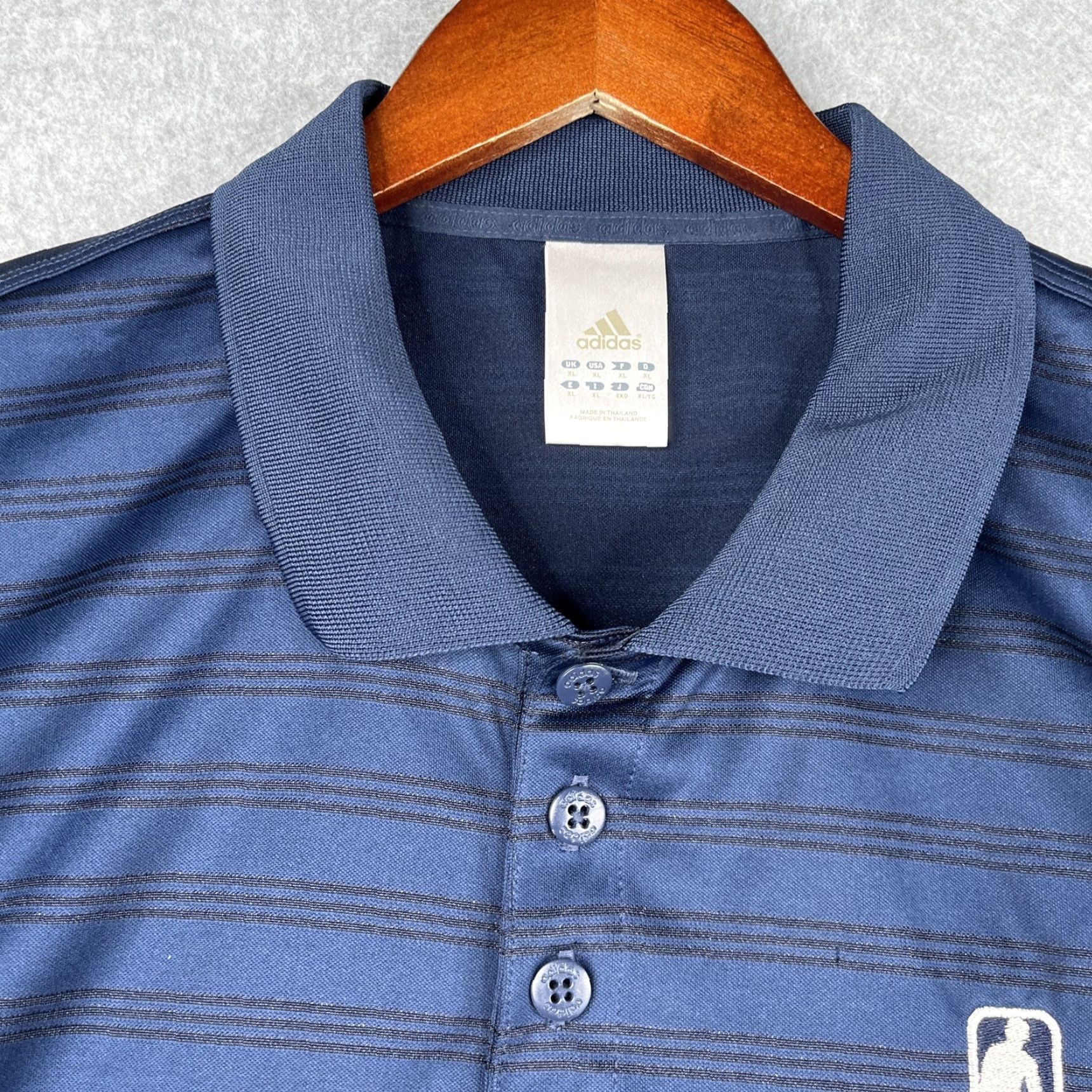 Adidas Adidas NBA Embroidered Logo Polo Shirt Mens XL Navy Black Striped Lightweight Size US XL / EU 56 / 4 - 4 Thumbnail