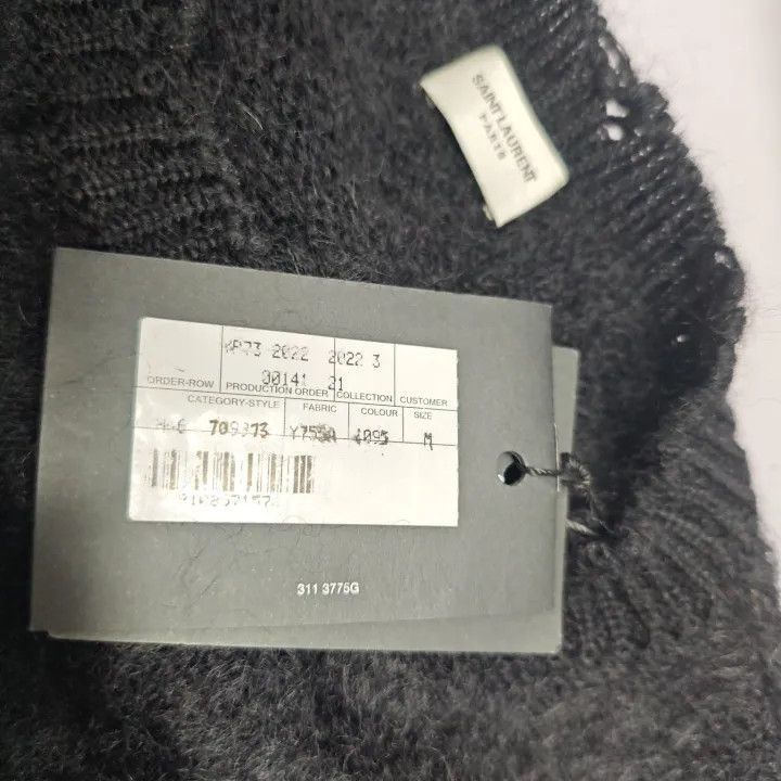 Saint Laurent Paris Saint Laurent Black Long Sleeve Sweater with Logo -2507 Size M / US 6-8 / IT 42-44 - 3 Thumbnail