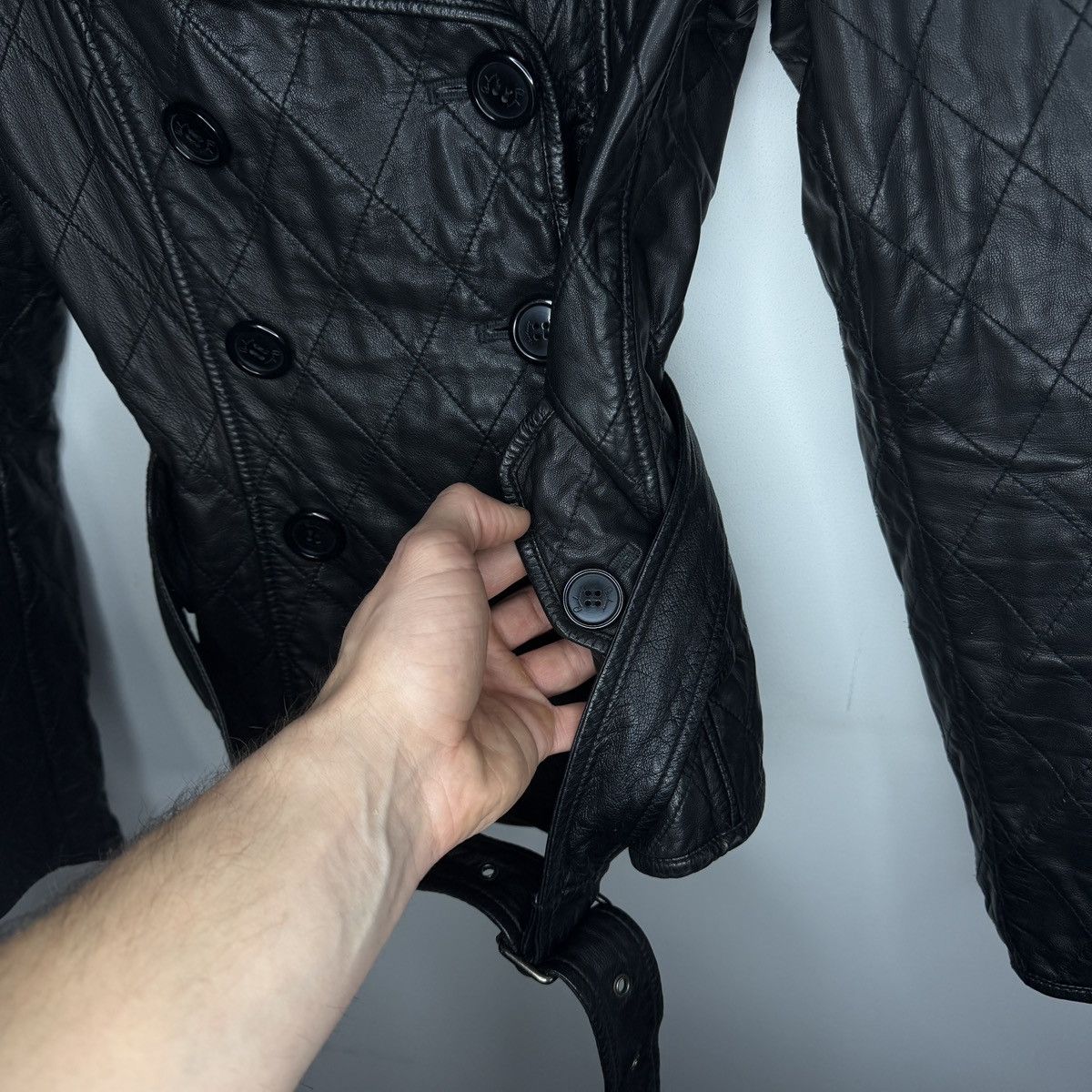 Burberry Burberry Leather Jacket Coat Quilted Belted Double Breasted Size M / US 6-8 / IT 42-44 - 6 Thumbnail