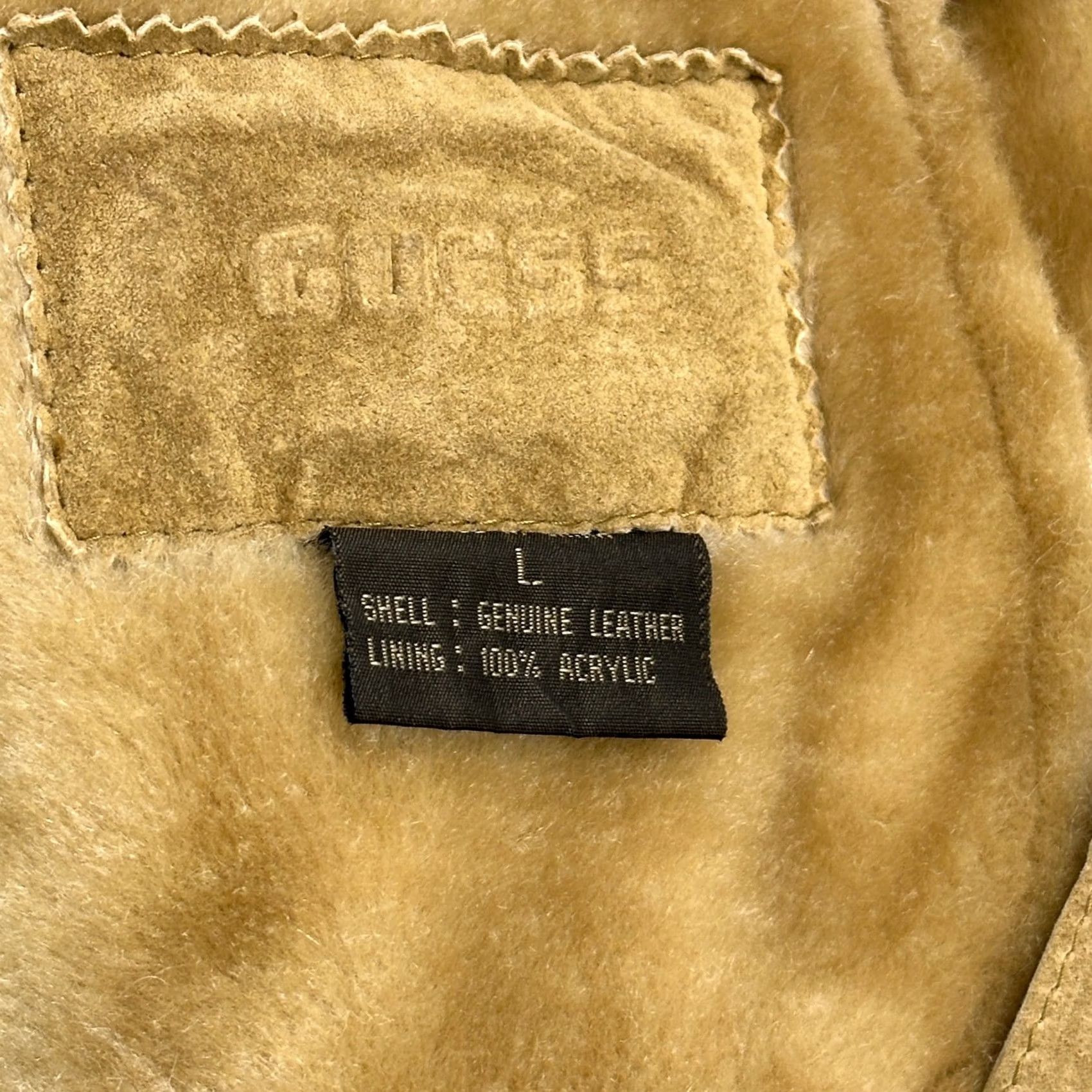 Guess VINTAGE GUESS Jacket Women’s Large Tan Leather Faux Fur Trim Shearling Boho 90s Jacket Mens Womens Girls Size L / US 10 / IT 46 - 7 Thumbnail