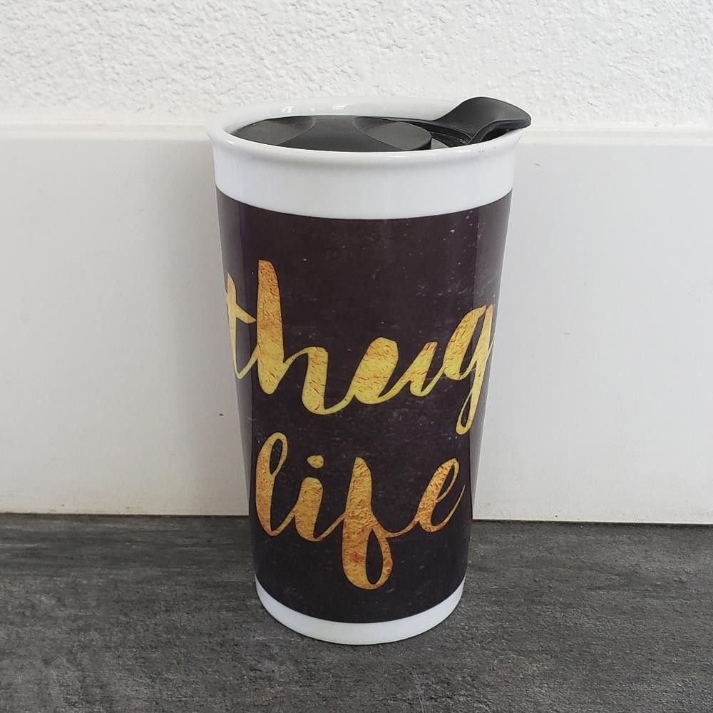 Designer Black Gold Thug Life Travel Mug Size ONE SIZE - 1 Thumbnail