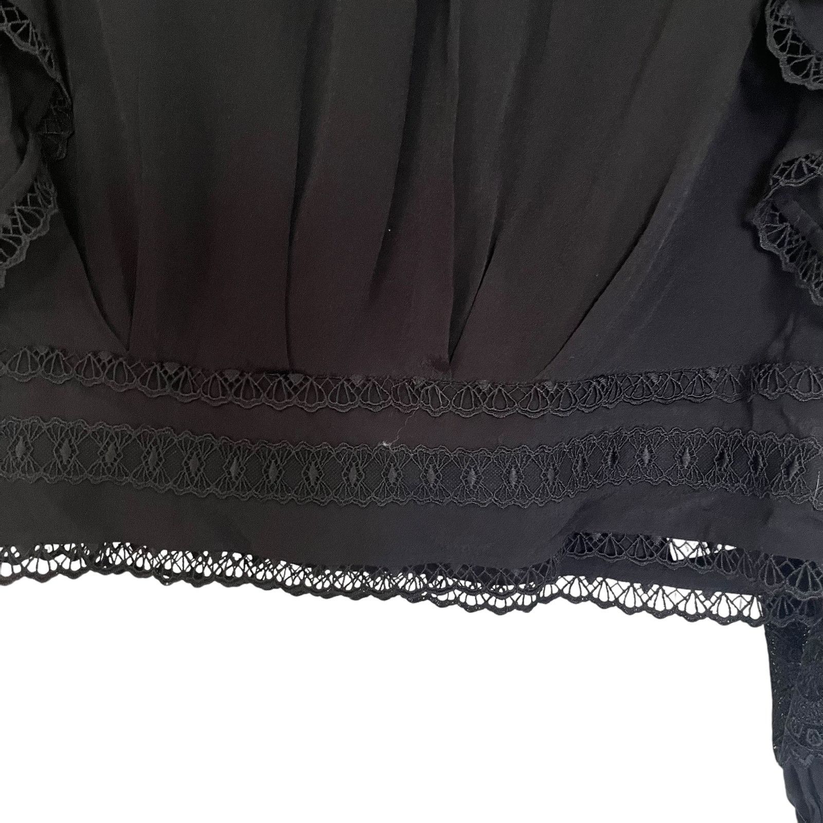 Iro IRO Claw Guipure Lace Trimmed Ruffled Crepe Black Blouse Size S / US 4 / IT 40 - 7 Thumbnail