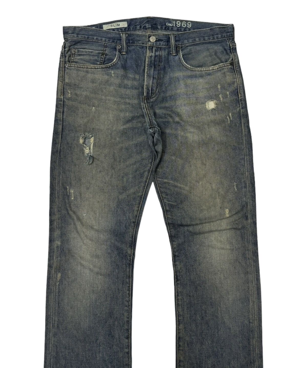 Kapital FW14 MEDIUM TINTED DESTROY JEANS SLIM FIT GAP Size US 36 / EU 52 - 3 Thumbnail