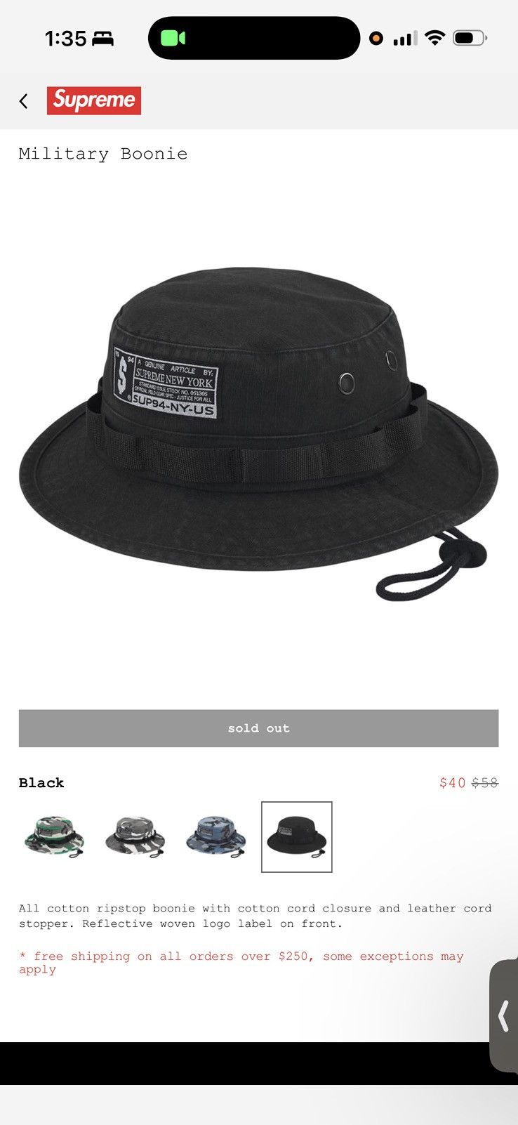 Supreme Supreme military boonie Size ONE SIZE - 1 Thumbnail