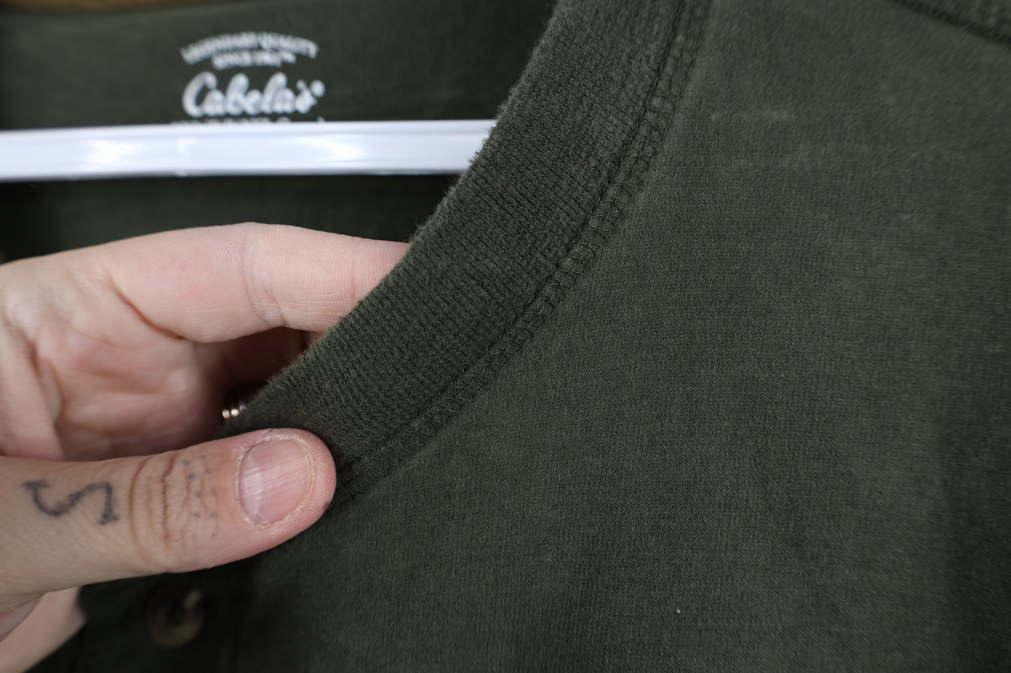 Cabelas Vintage Cabelas Blank Heavy Long Sleeve Henley T-Shirt Green Size US XXL / EU 58 / 5 - 8 Thumbnail