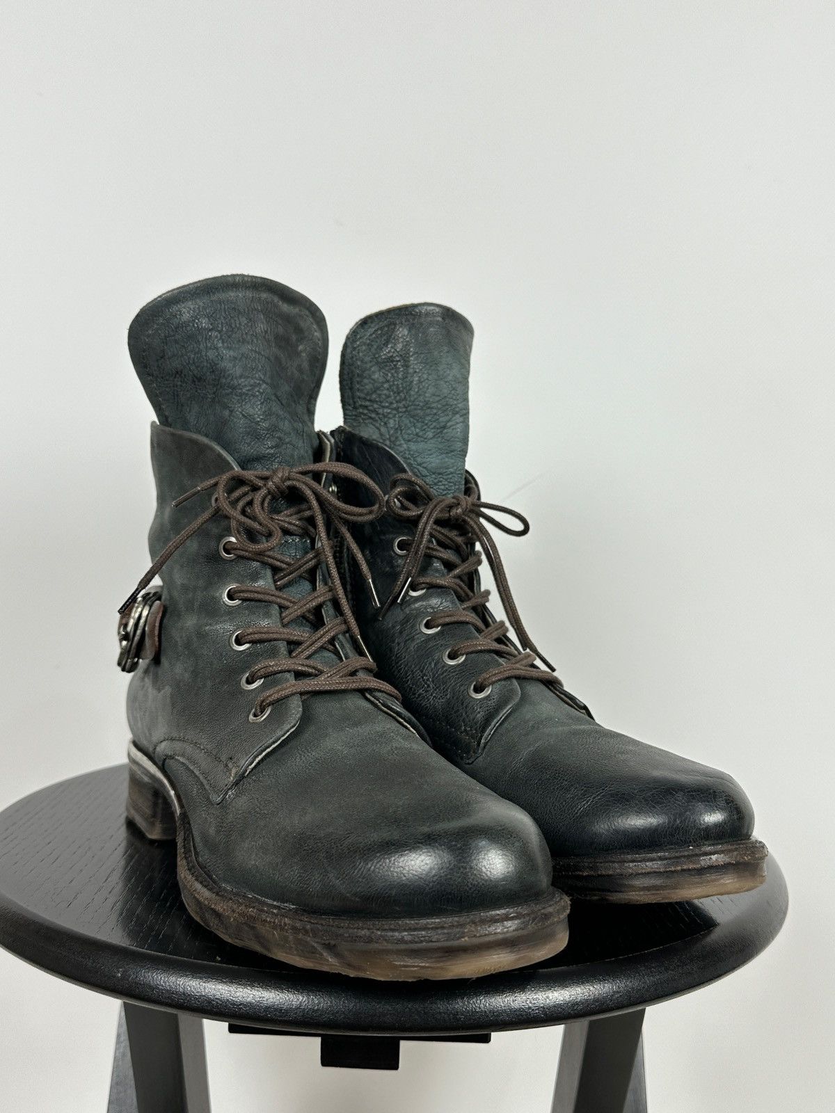 A.S.98 A.S.98. Airstep Navy Green Leather Biker Ankle Boots Size US 10 / IT 40 - 10 Thumbnail