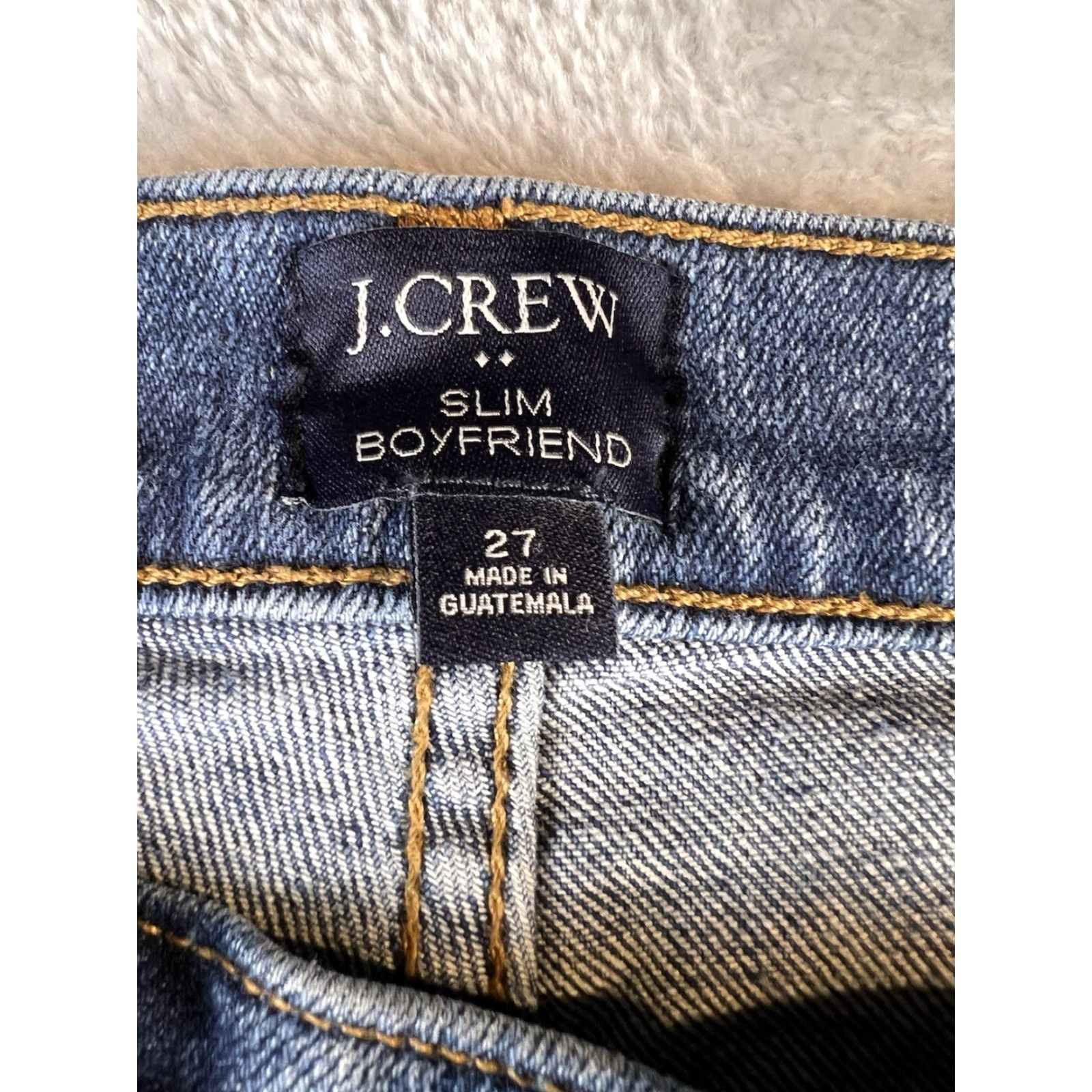 J.Crew VINTAGE J.CREW Slim Boyfriend Jeans Womens 27 Blue Straight Leg Distressed Denim Size 27" / US 4 / IT 40 - 7 Thumbnail