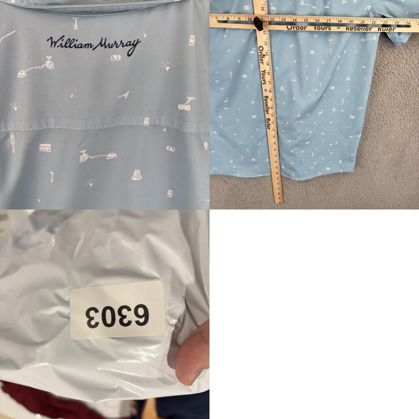 Vintage William Murray Shirt Men M Light Blue All Over Print Golf Button-Up Collared Short Sleeve Vintage No Size US M / EU 48-50 / 2 - 8 Thumbnail