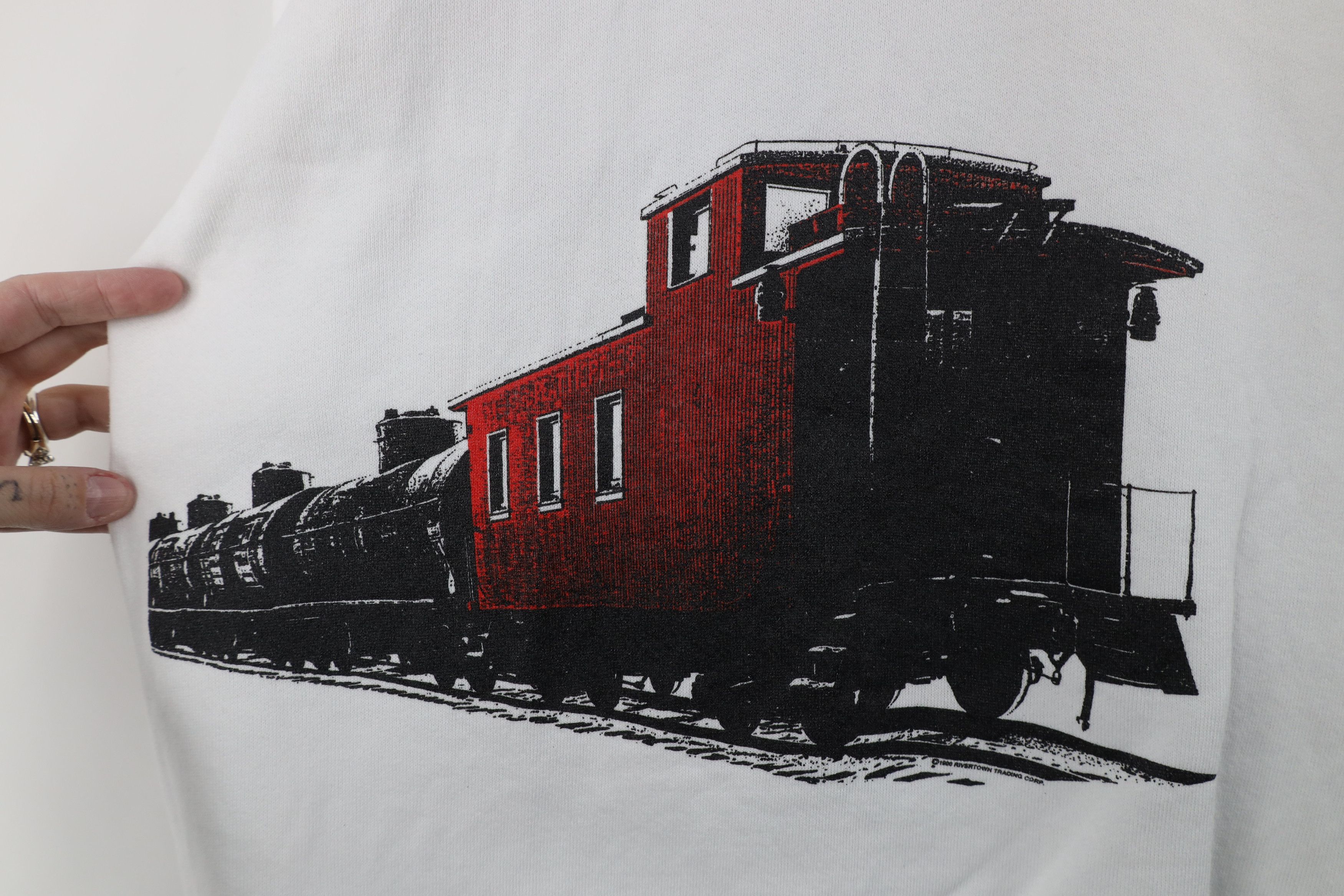 Vintage Vintage 90s Locomotive Train Crewneck Sweatshirt White USA Size US M / EU 48-50 / 2 - 10 Thumbnail