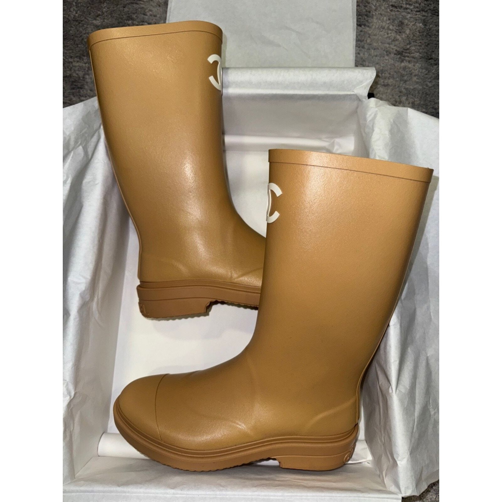 Chanel Wellington Wellies CC Logo Pull On Rubber Rain Boots 40 Size US 10 / IT 40 - 11 Thumbnail