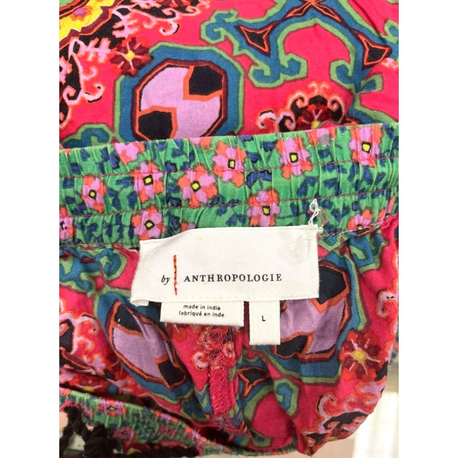 Anthropologie VINTAGE Anthropologie Womens Pants Drawstring Floral Red Large Modal Ankle Size 36" / US 14 / IT 50 - 3 Thumbnail