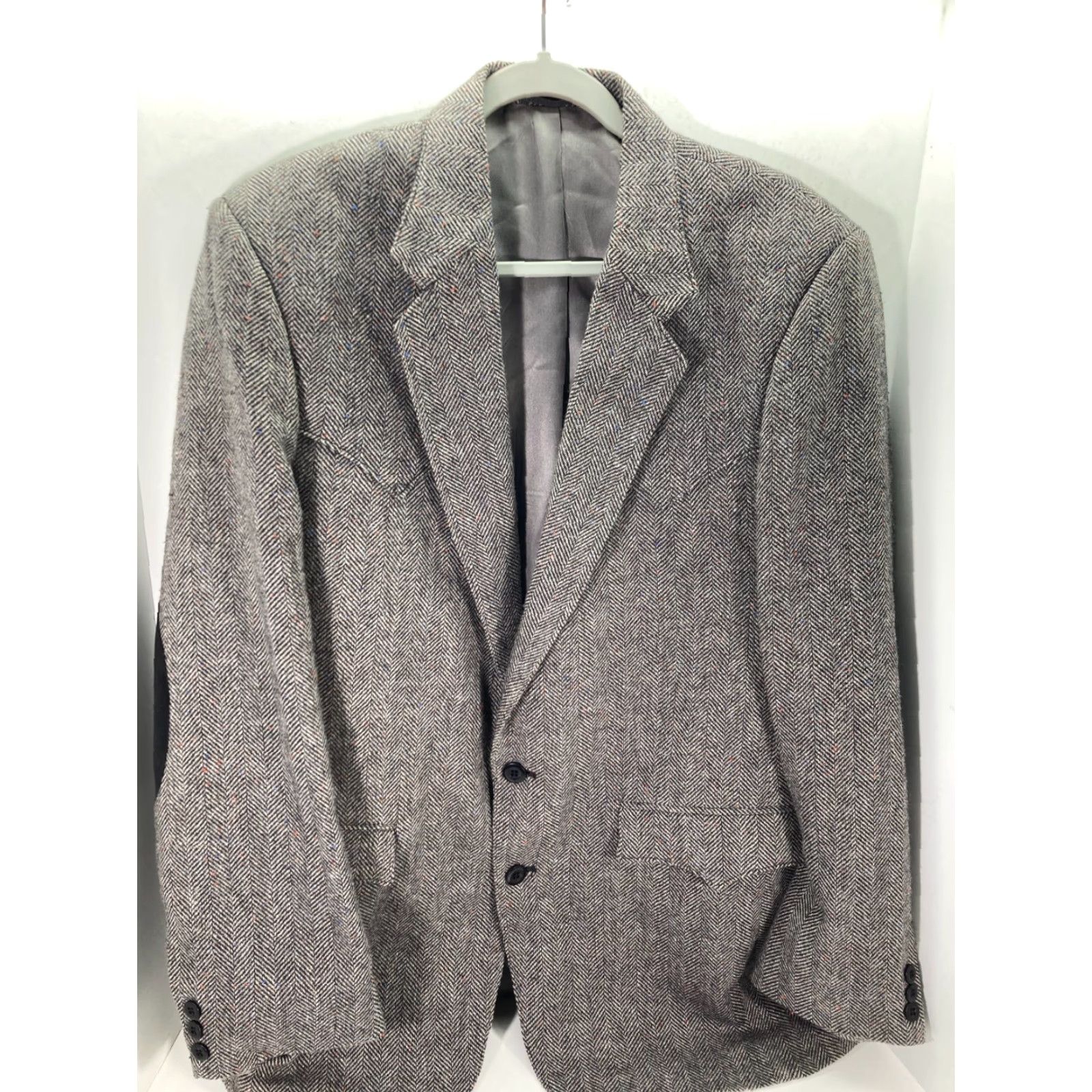 Vintage VINTAGE Circle S Dallas Texas Western Blazer Sportcoat Mens 42L Gray Herringbone Wool Size 42R - 3 Thumbnail