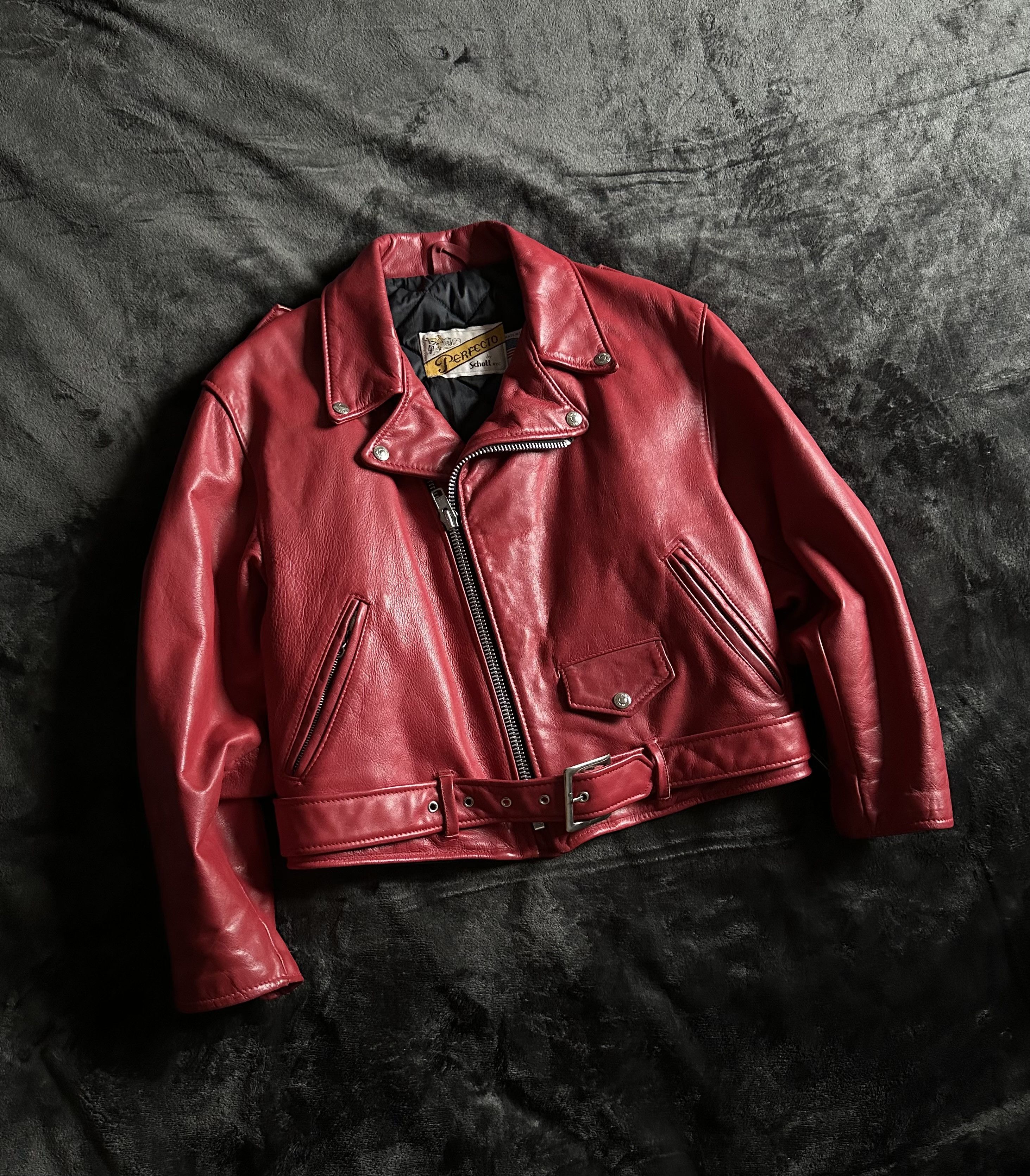 Schott Schott Perfecto Women's Leather Motorcycle Jacket Red sz.12 Size L / US 10 / IT 46 - 1 Thumbnail