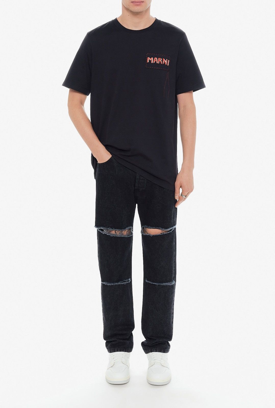Marni Last Size Marni Black Marble-Dyed Five Pocket Jeans Size US 31 - 4 Thumbnail