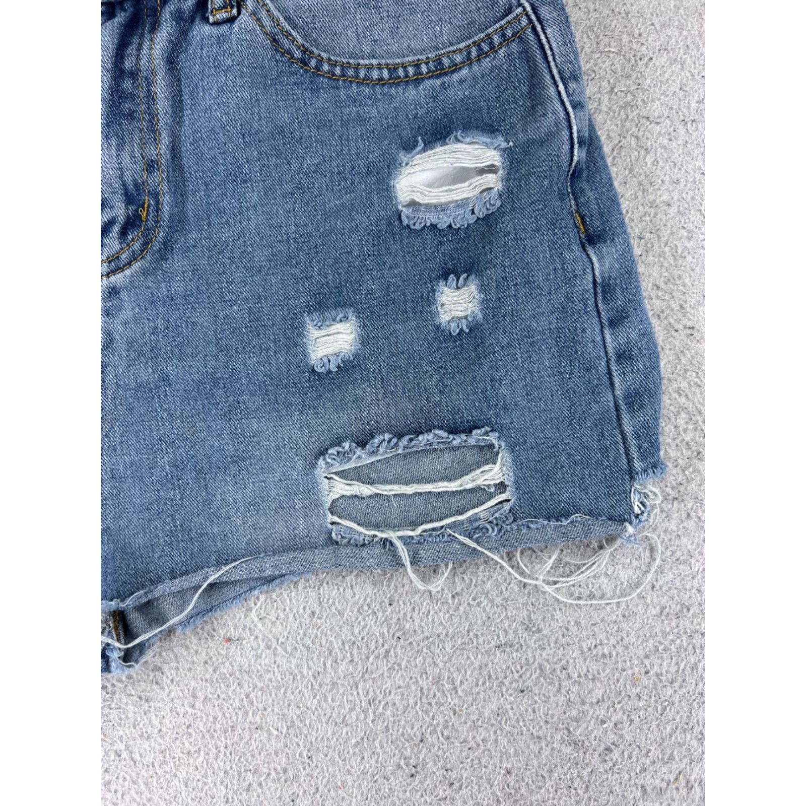 Shein SheIn Womens 26 Blue Denim Cut-Off Shorts Distressed High Rise Comfort Regular Size 26" / US 2 / IT 38 - 2 Thumbnail